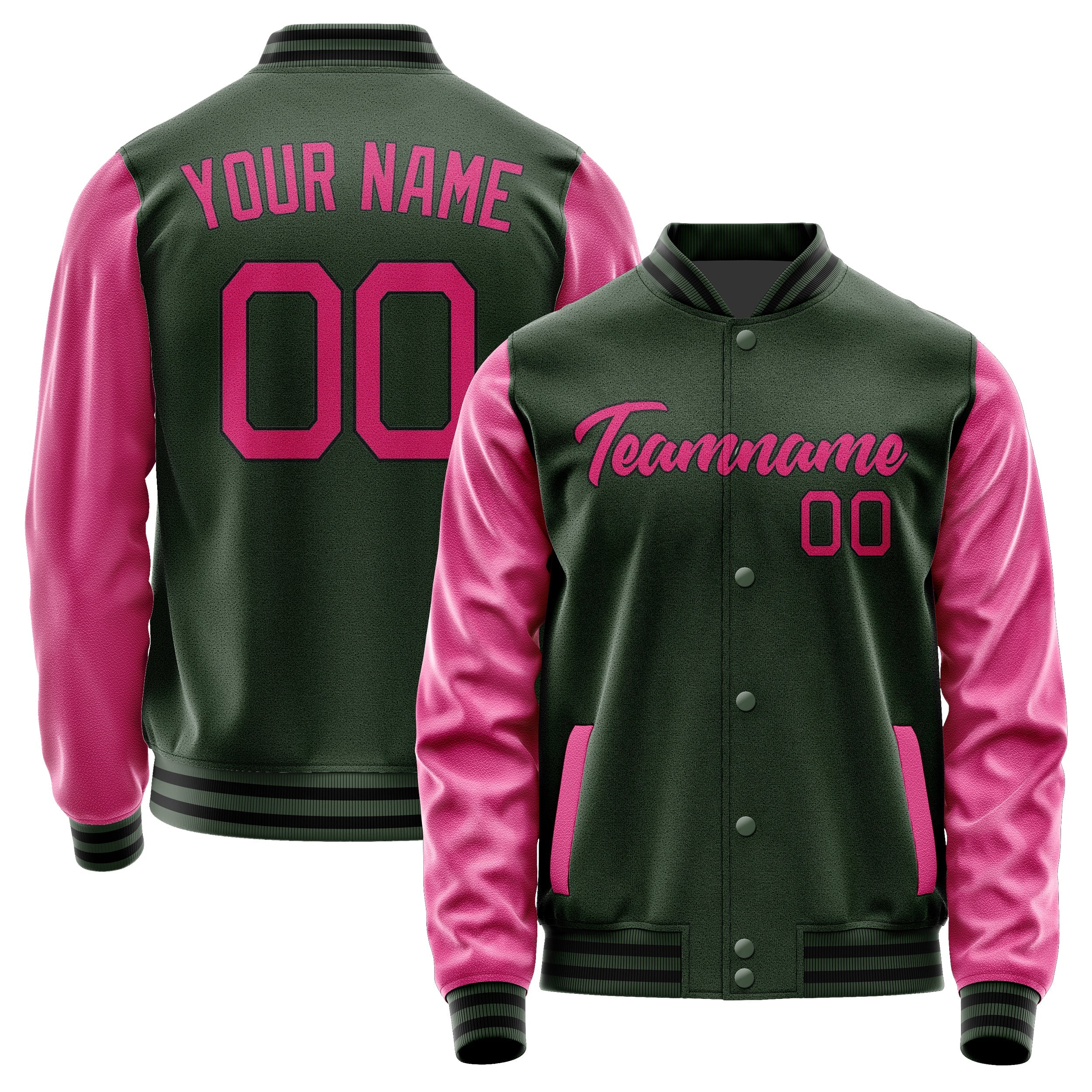 Custom Dark Green Pink Jacket JA0606130617B21713