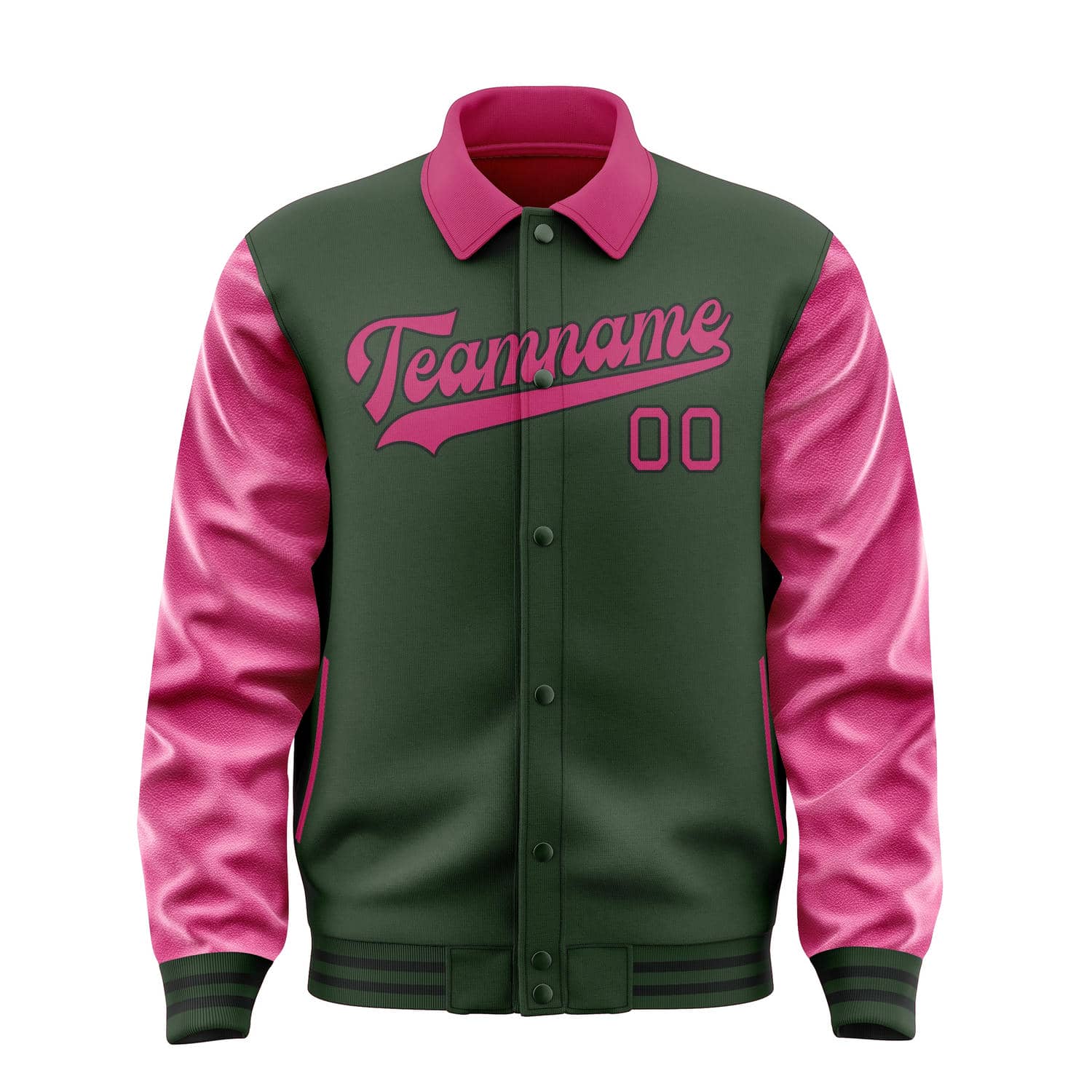 Custom Dark Green Pink Jacket