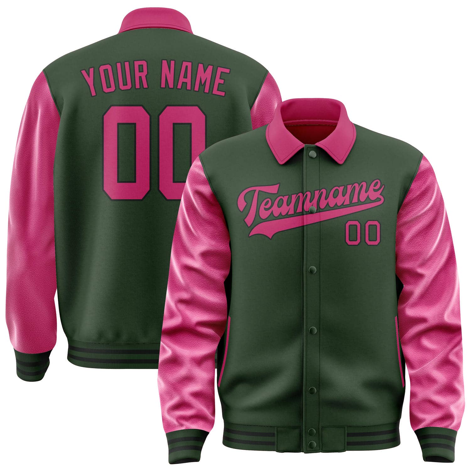 Custom Dark Green Pink Jacket