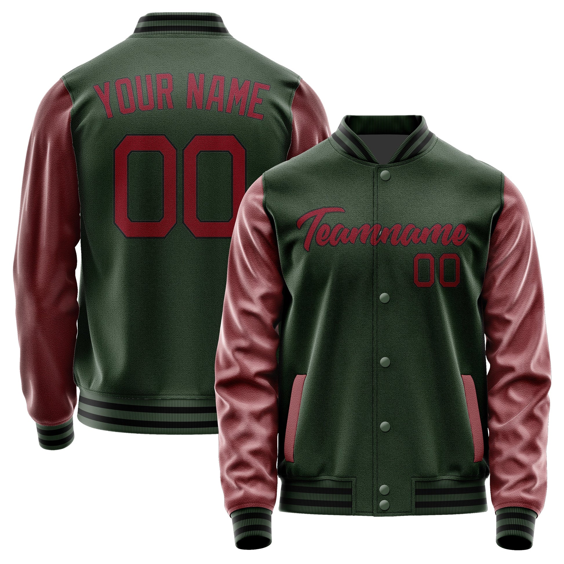 Custom Dark Green Crimson Red Jacket JA0606150617B21715
