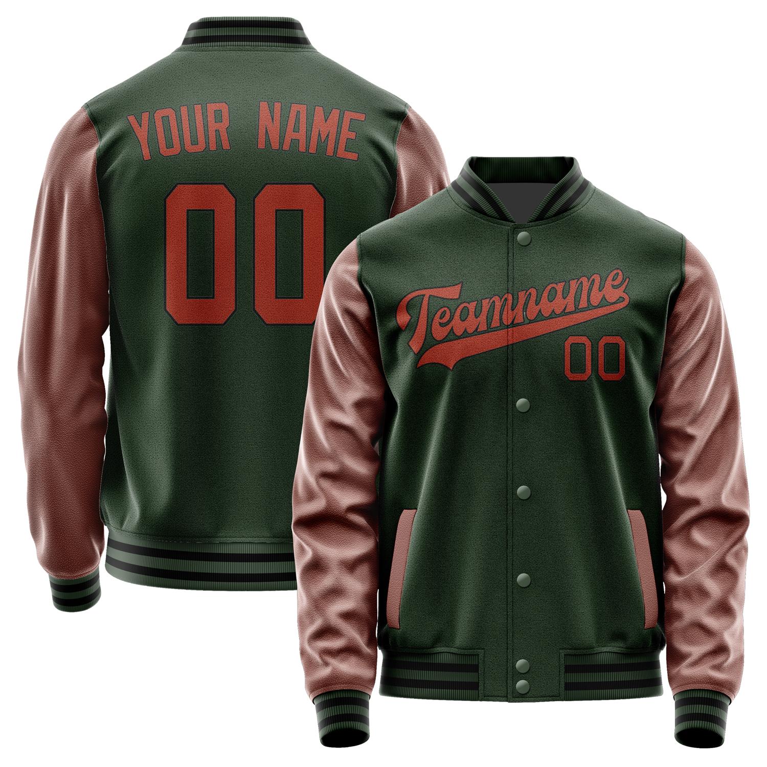 Custom Dark Green Coral Red Jacket JA0606160617B31716
