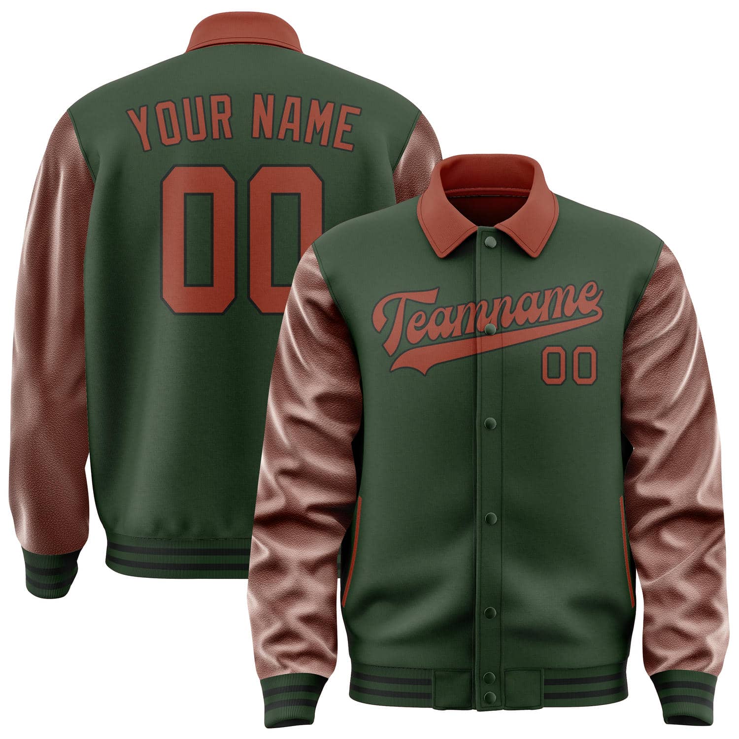 Custom Dark Green Coral Red Jacket