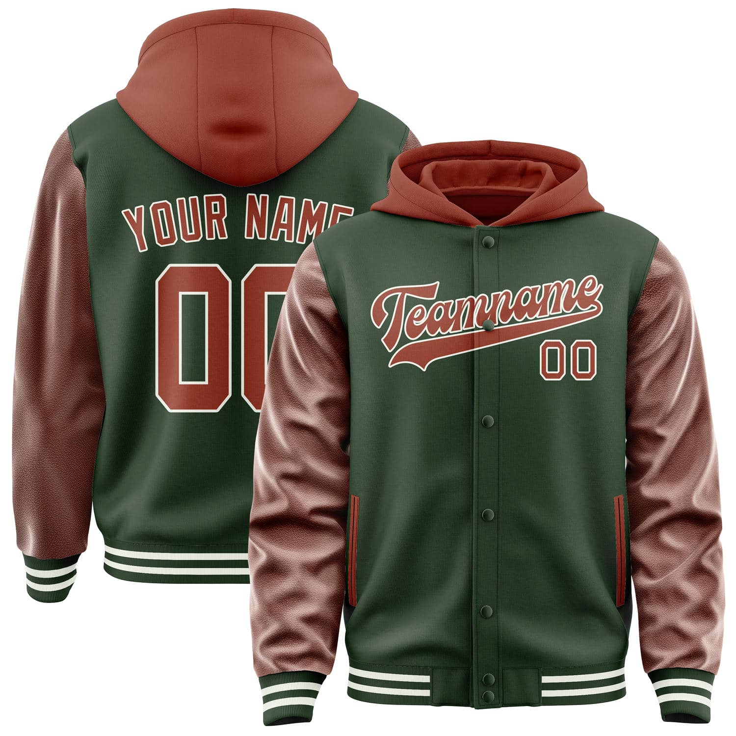 Custom Dark Green Coral Red Jacket