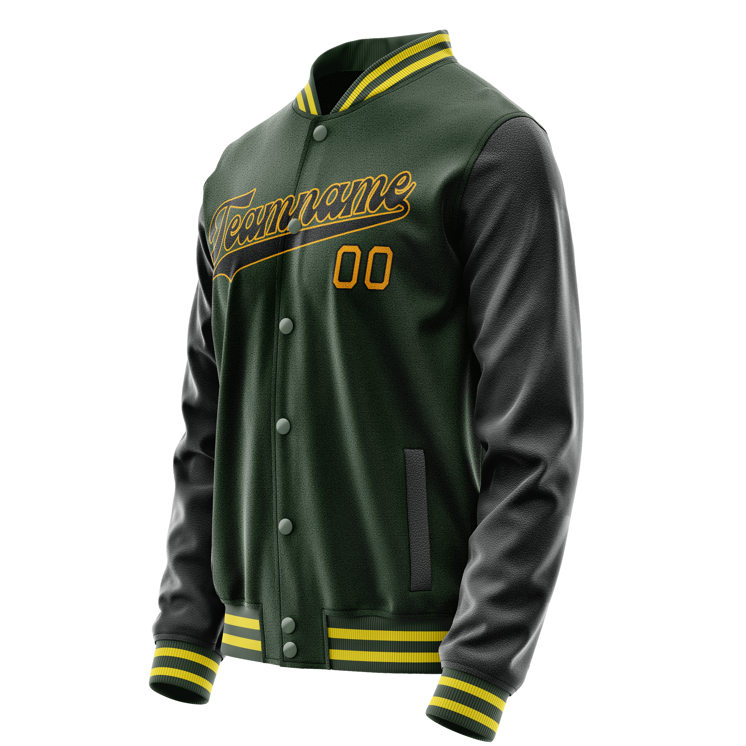 Custom Green Gold Solid Color Varsity Letterman Jacket JA02240617JG194