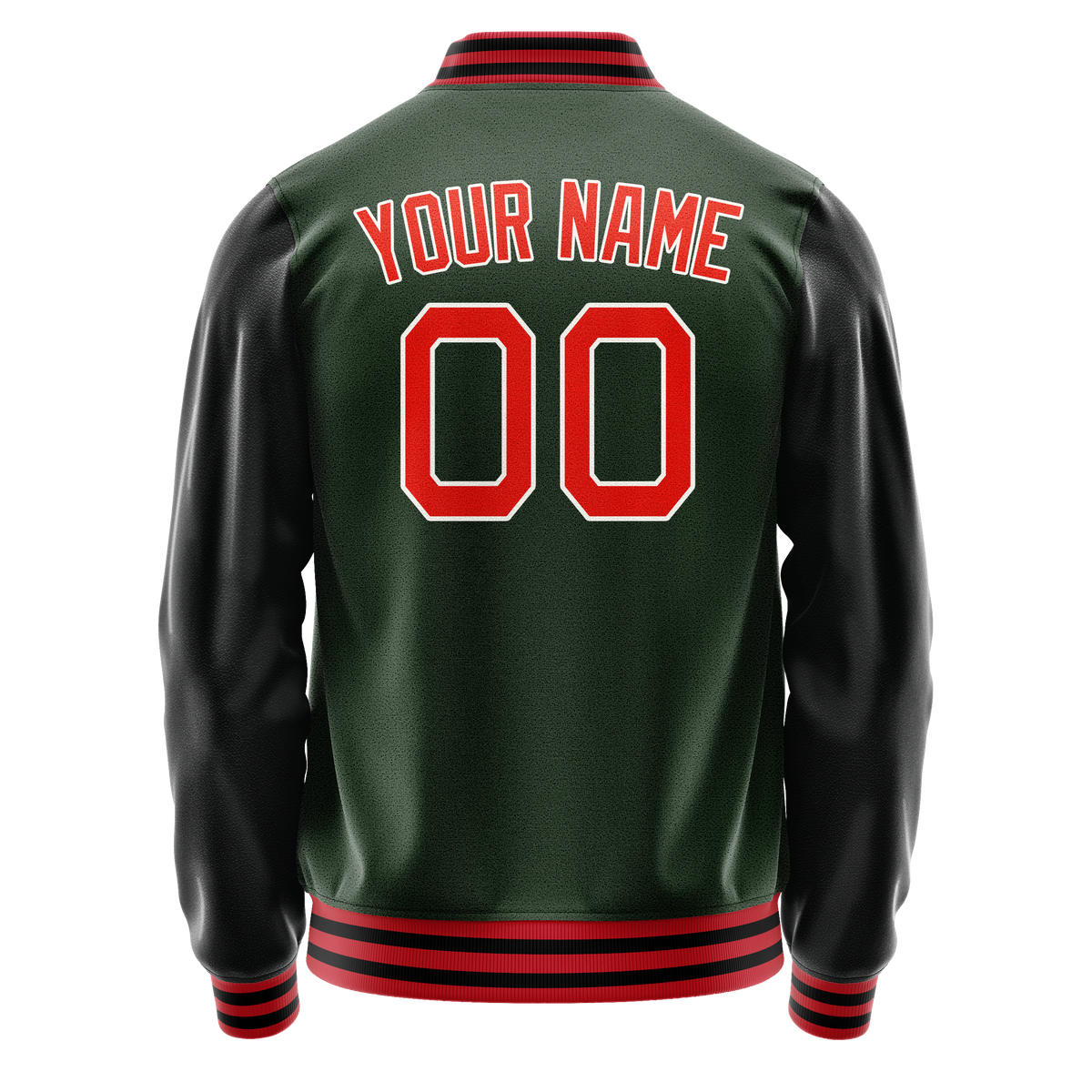 Custom Green Orange Solid Color Varsity Letterman Jacket JA02240617JG201
