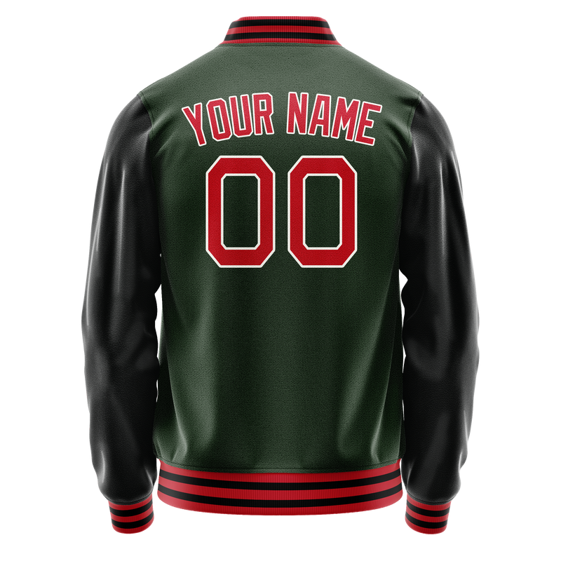 Custom Green Orange Solid Color Varsity Letterman Jacket JA02240617JG203