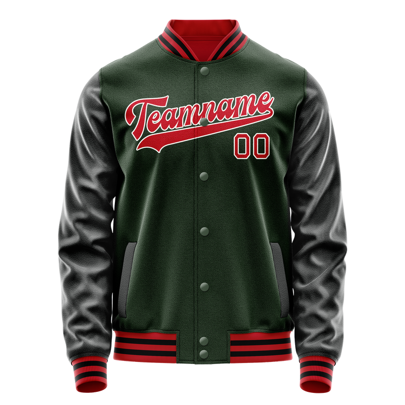 Custom Green Orange Solid Color Varsity Letterman Jacket JA02240617JG203