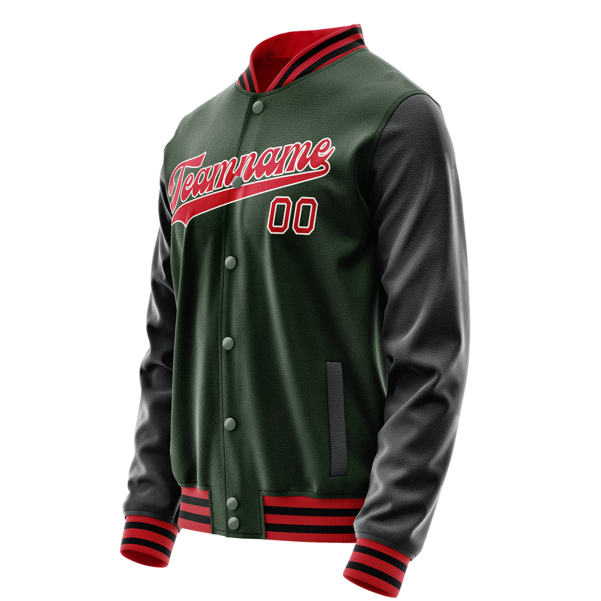 Custom Green Orange Solid Color Varsity Letterman Jacket JA02240617JG203