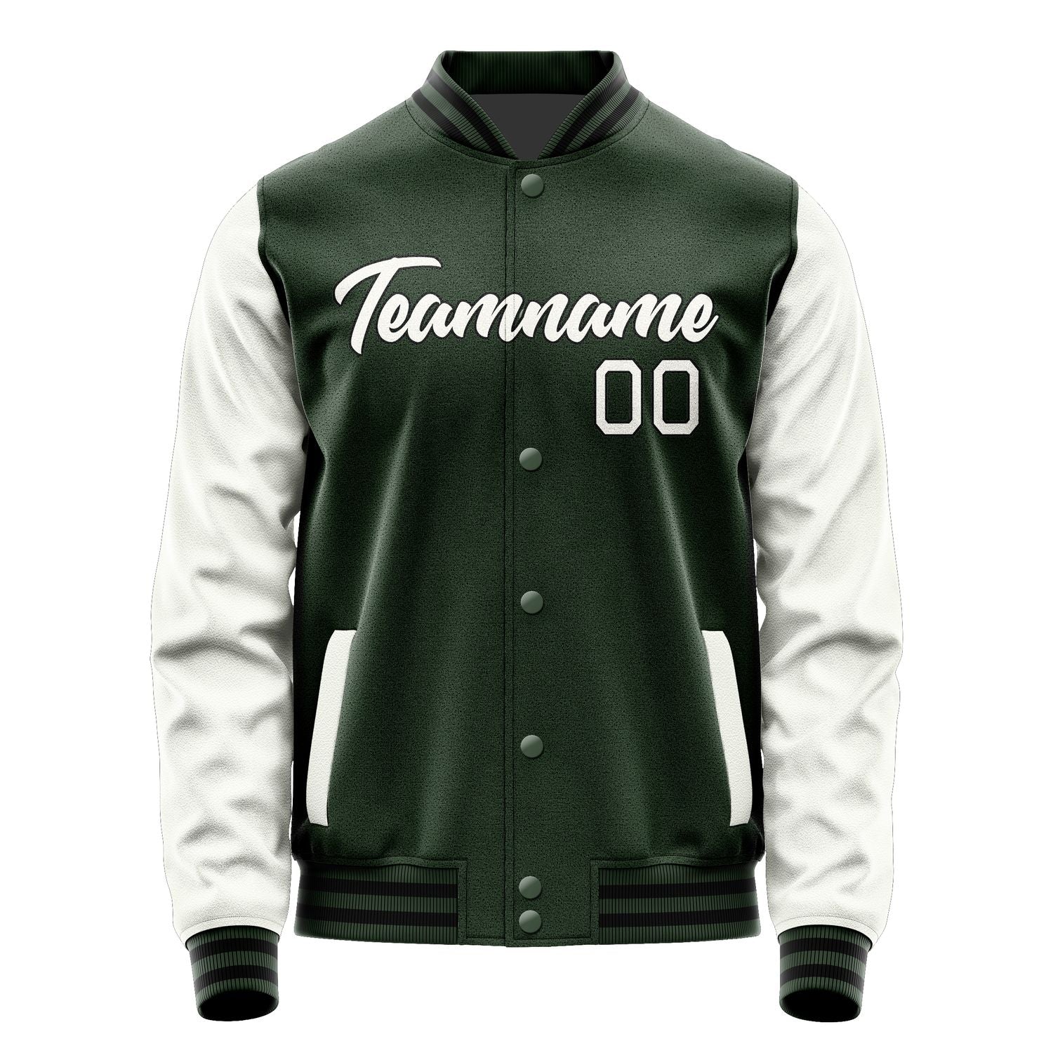 Custom Dark Green White Jacket JA0606180617B21718