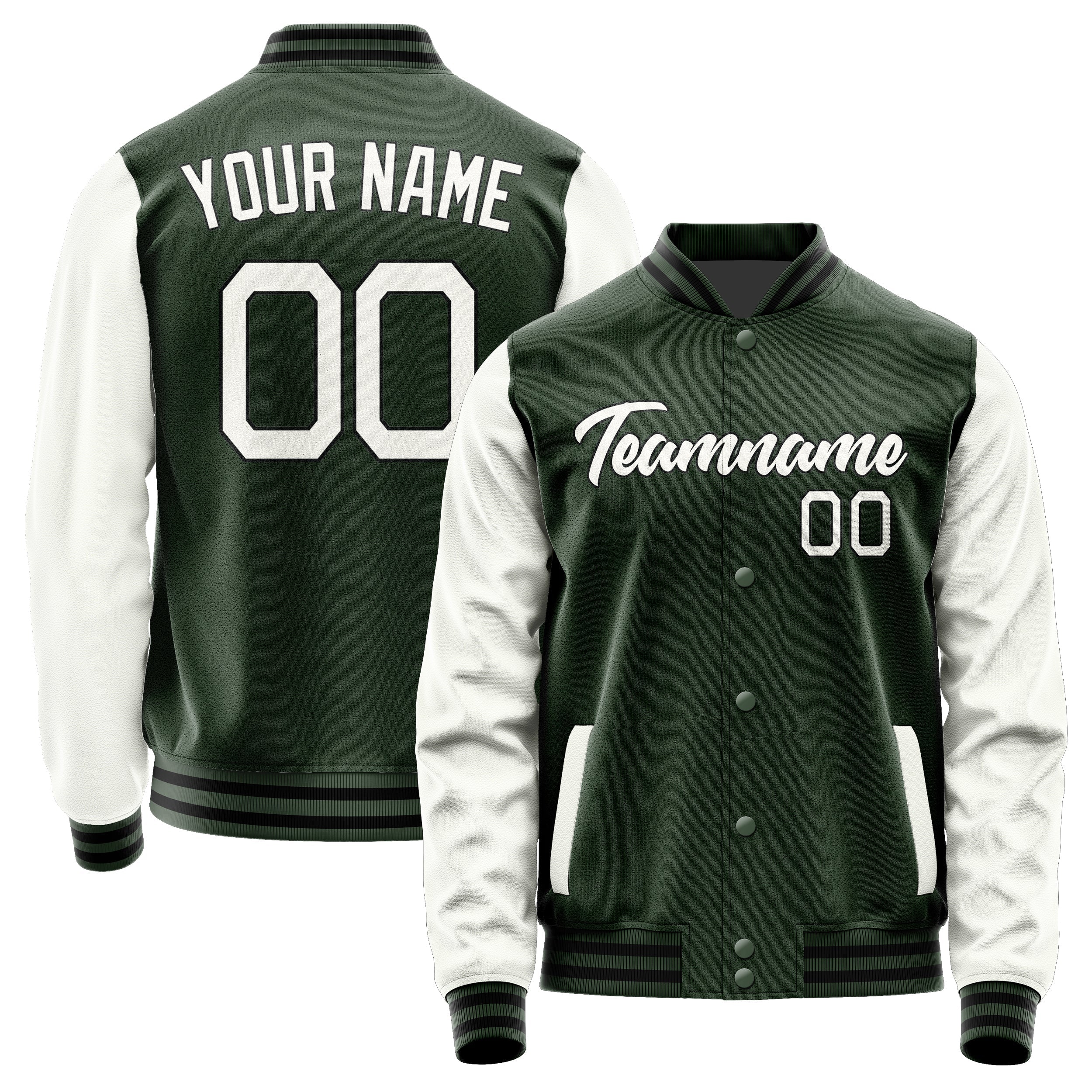 Custom Dark Green White Jacket JA0606180617B21718