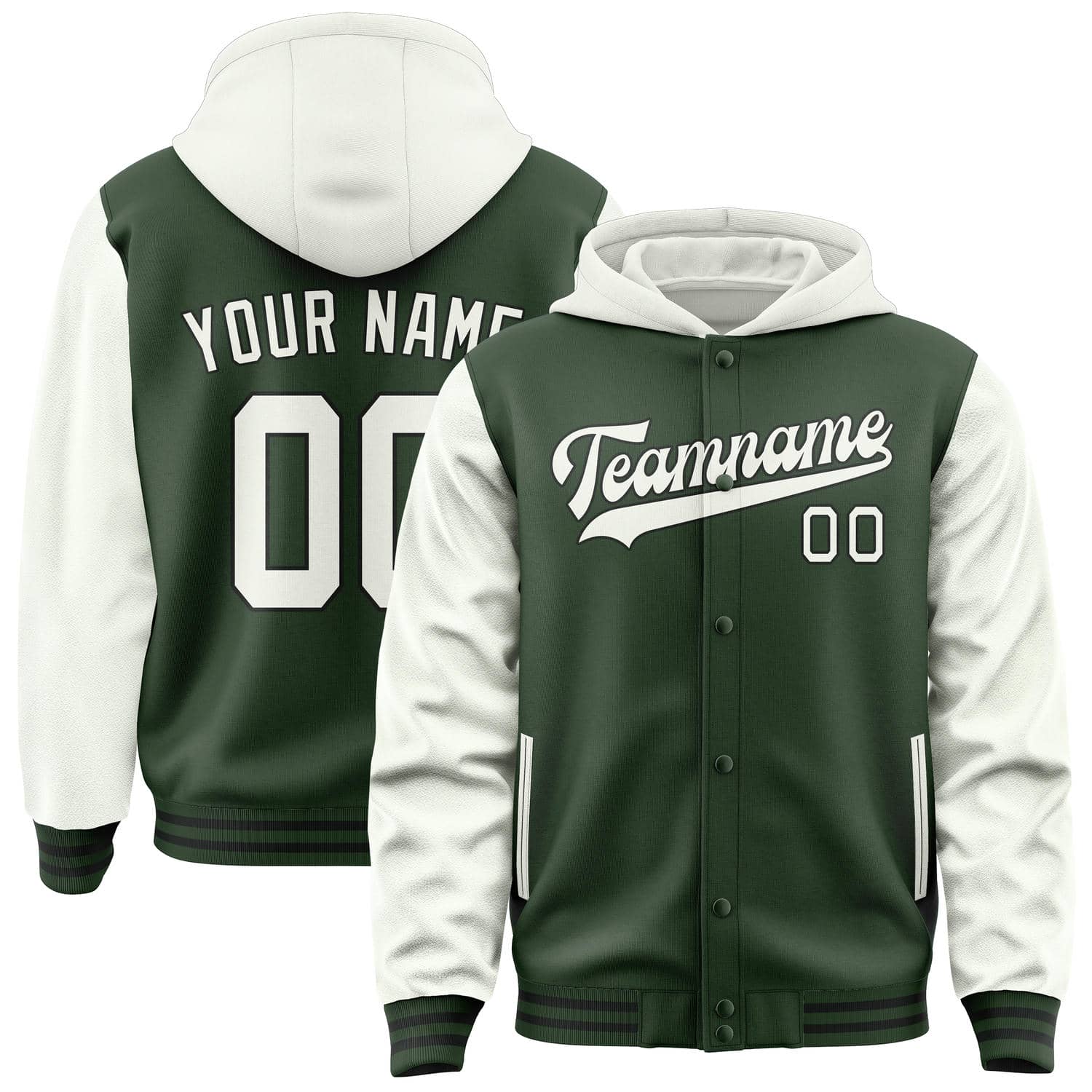 Custom Dark Green White Jacket