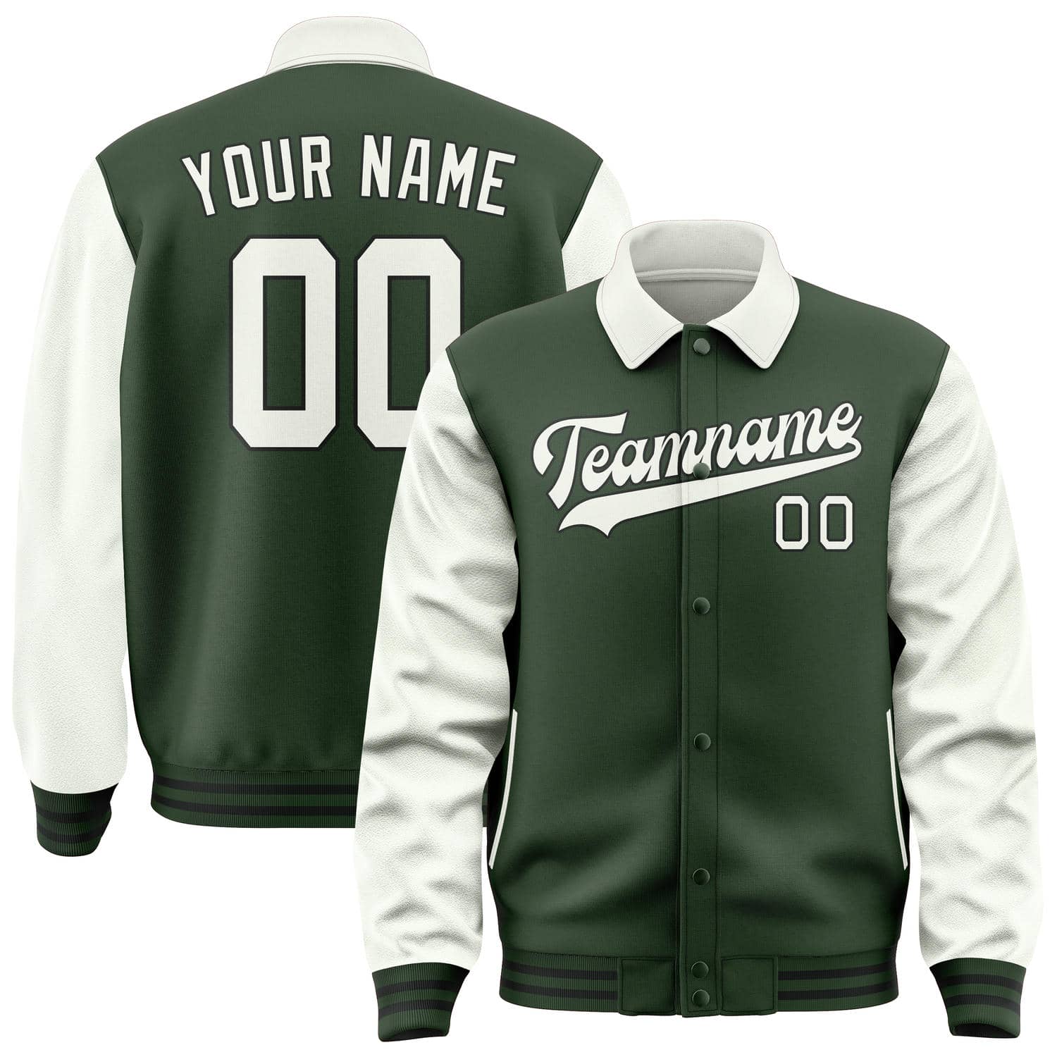 Custom Dark Green White Jacket