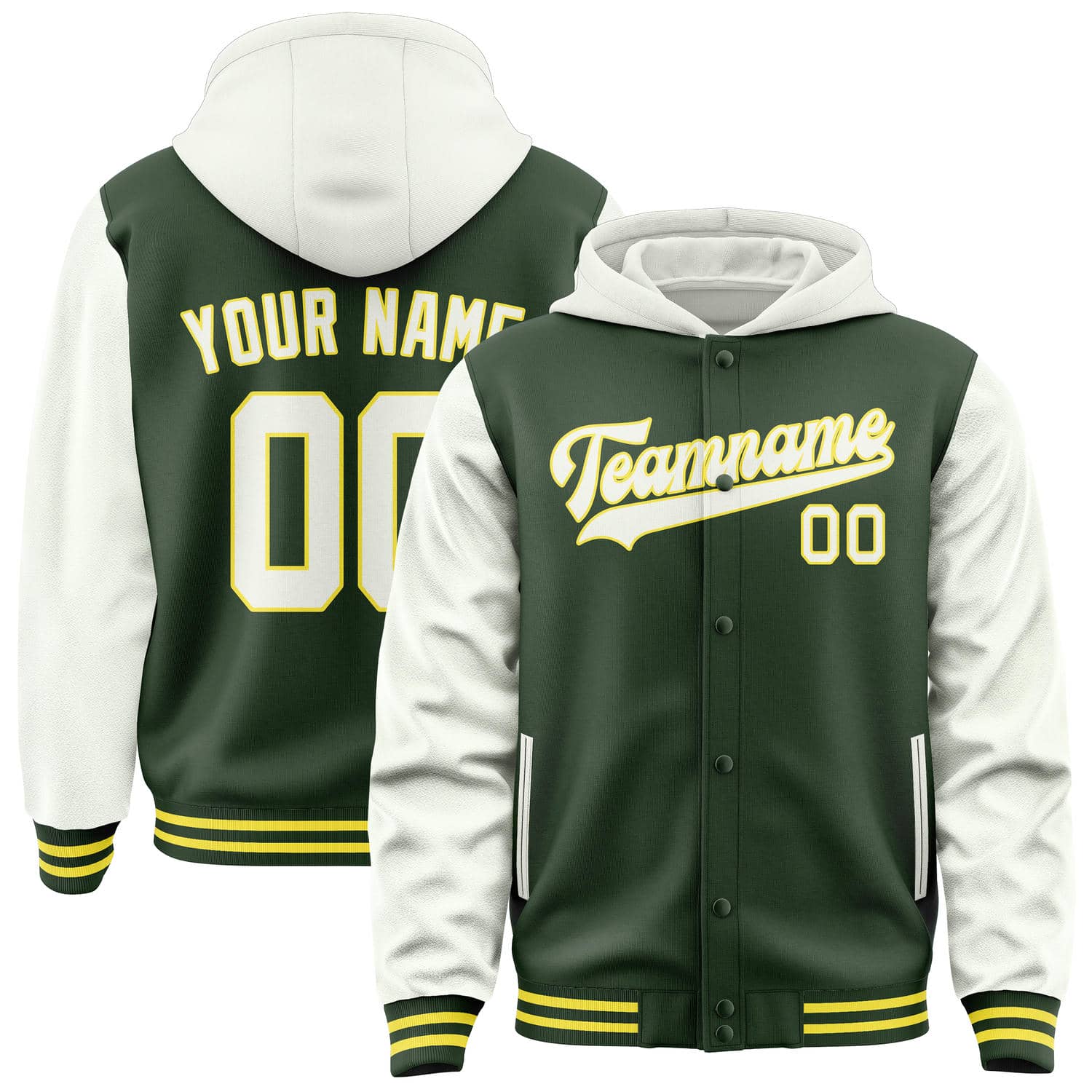Custom Dark Green White Jacket