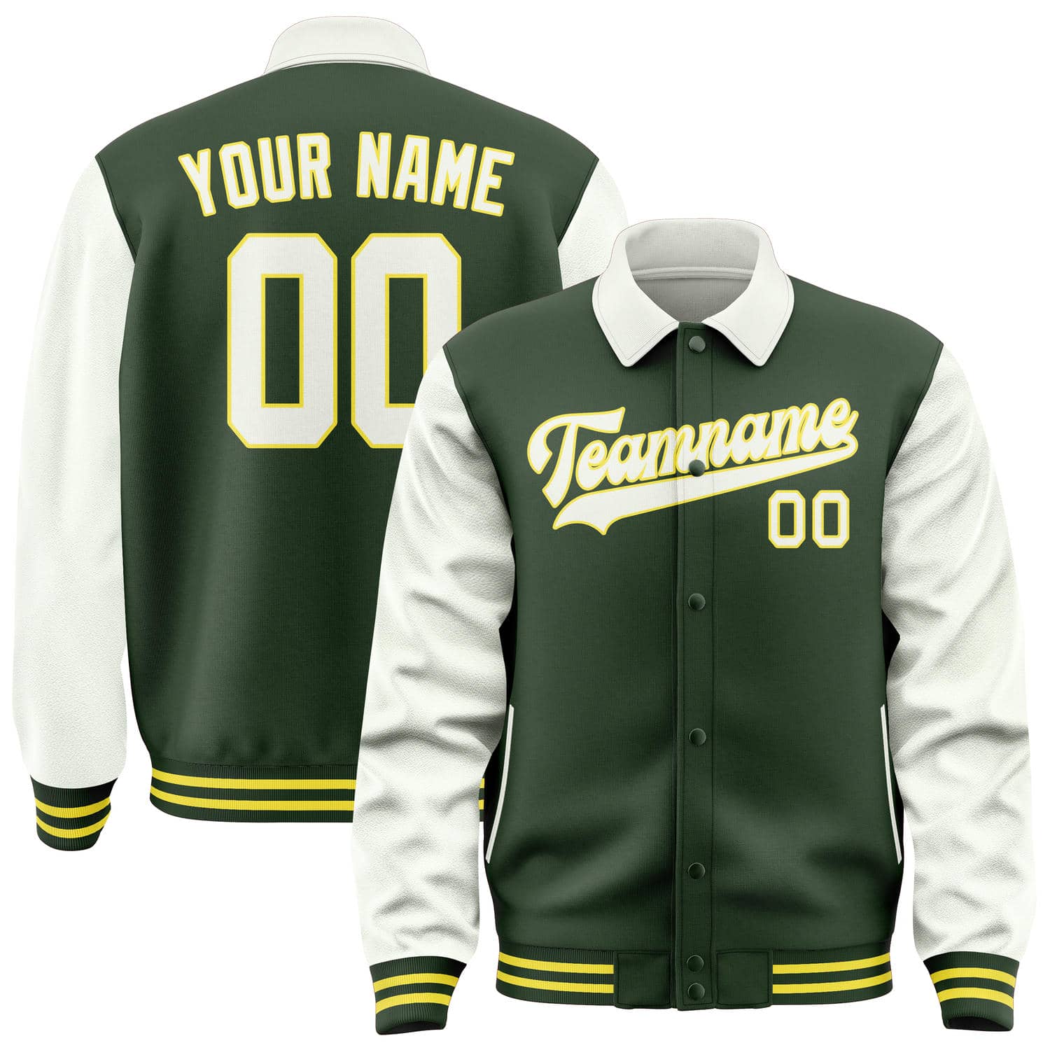 Custom Dark Green White Jacket