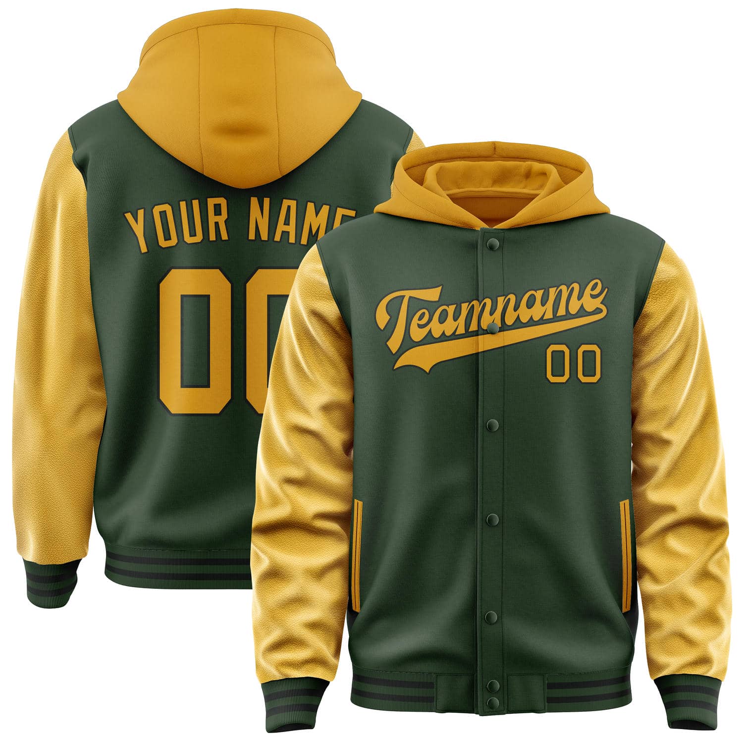 Custom Dark Green Yellow Jacket