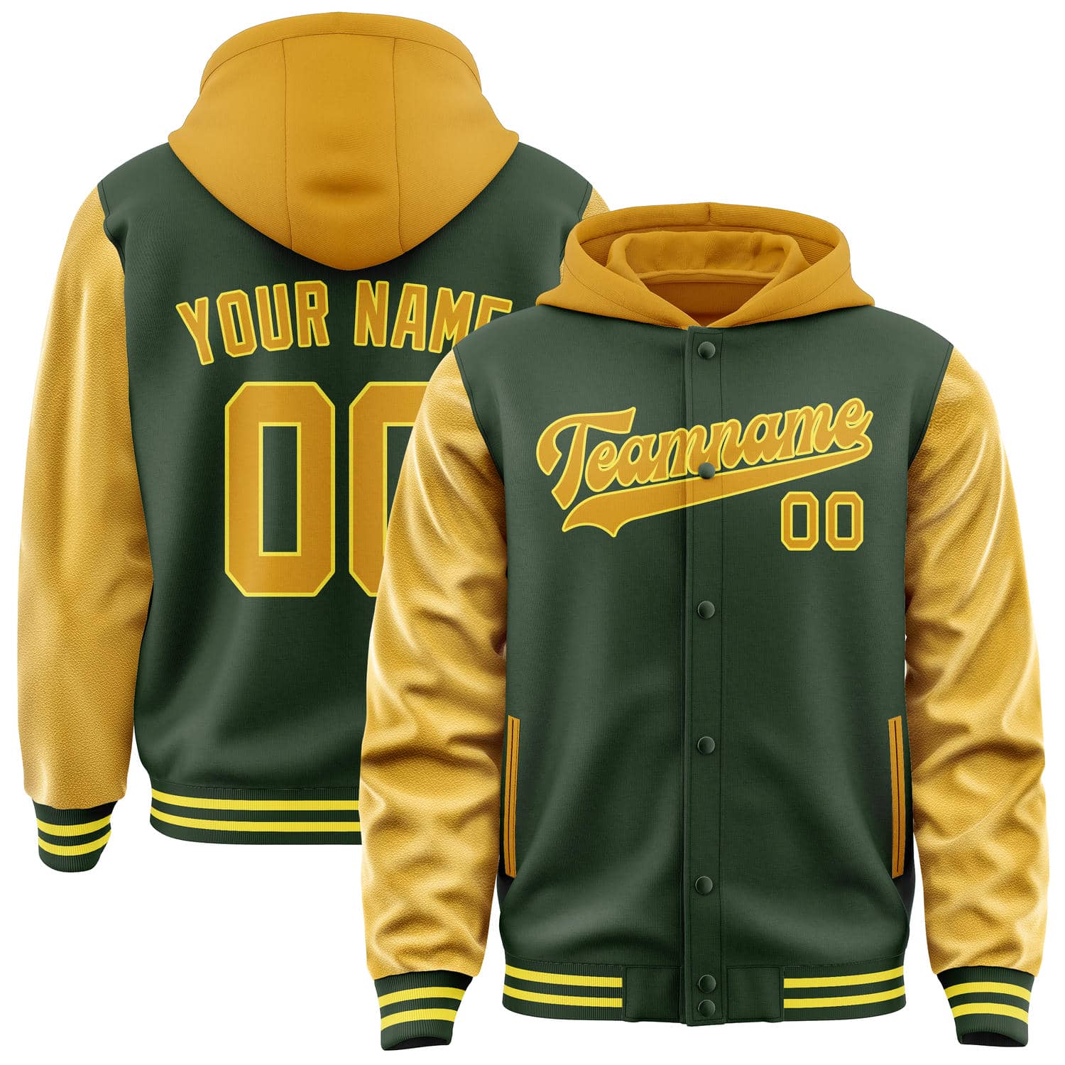 Custom Dark Green Yellow Jacket
