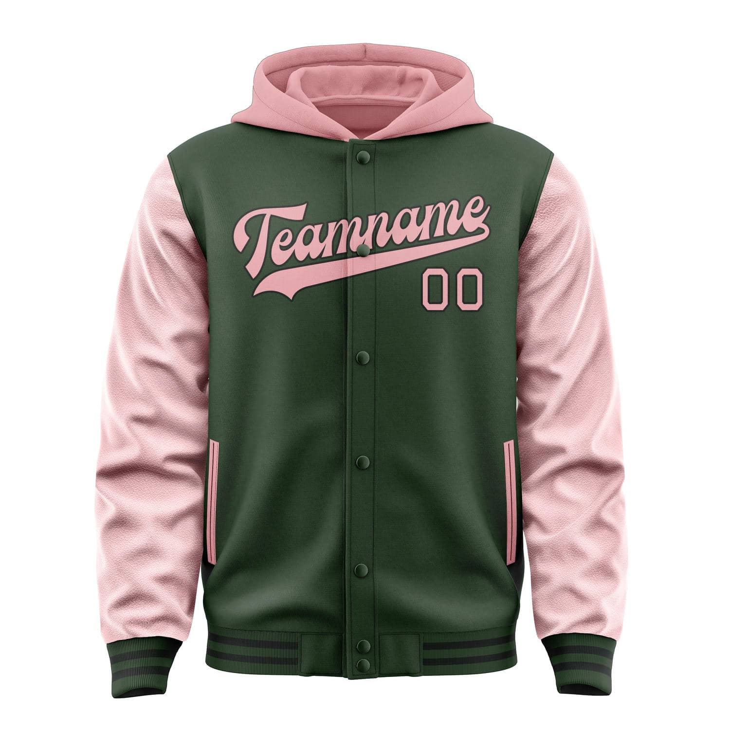 Custom Dark Green Light Pink Jacket