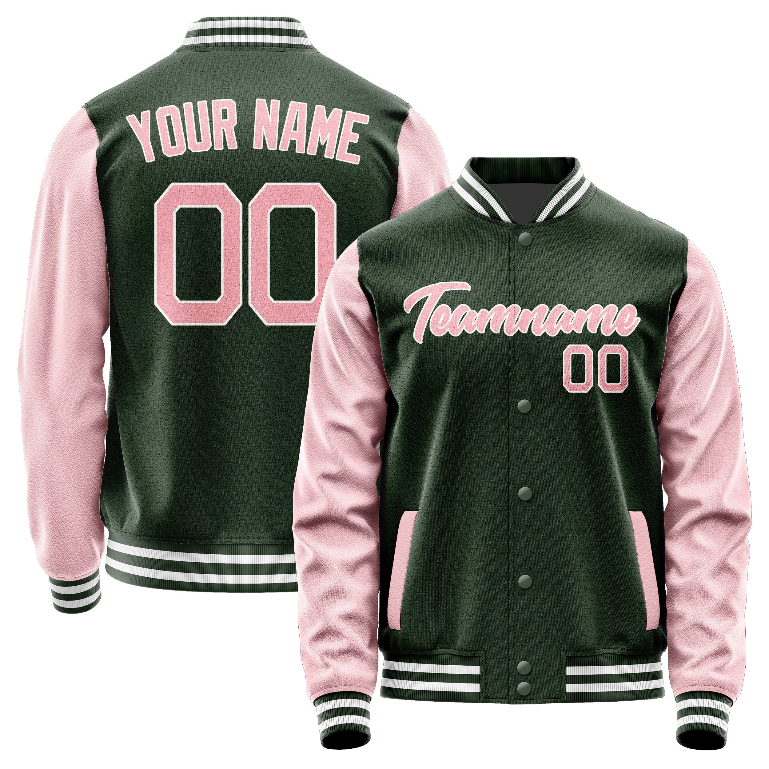 Custom Dark Green Light Pink Jacket JA0606210618B21821