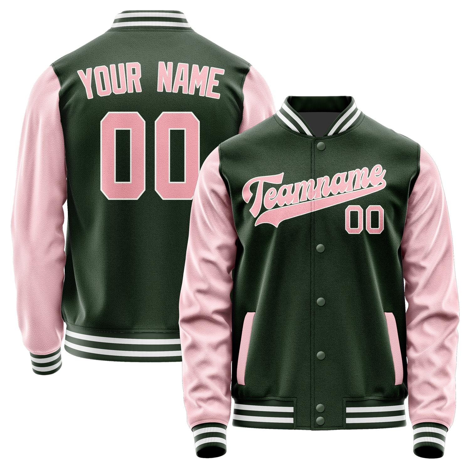 Custom Dark Green Light Pink Jacket JA0606210618B31821