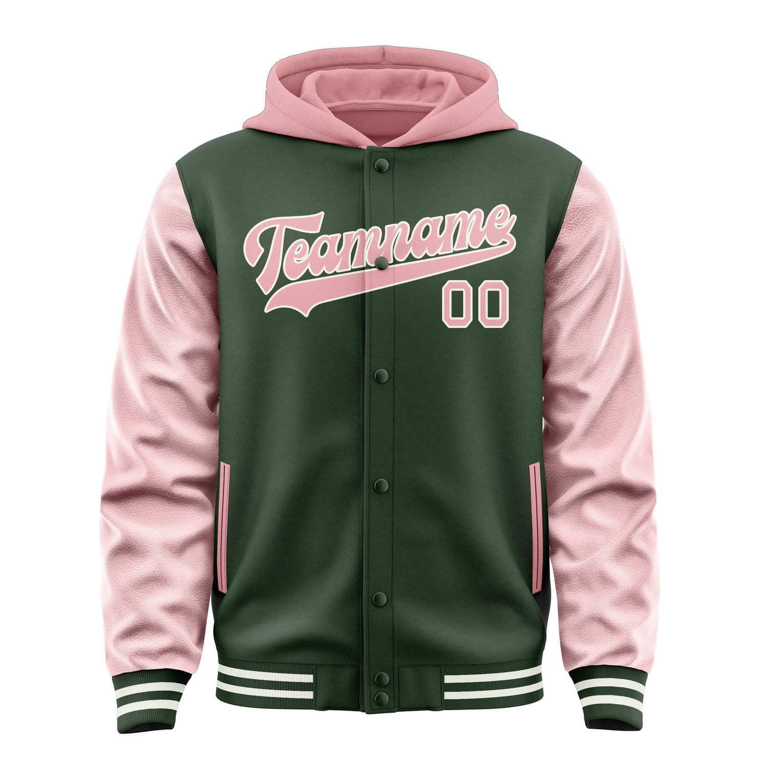Custom Dark Green Light Pink Jacket