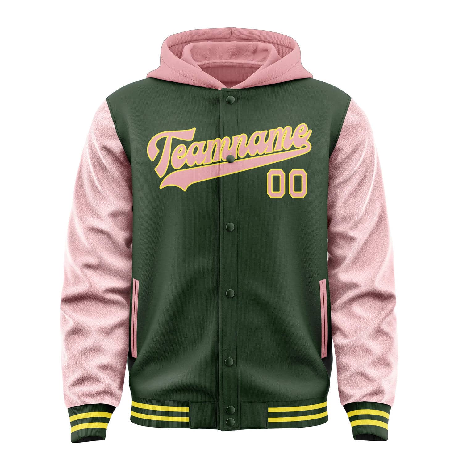 Custom Dark Green Light Pink Jacket