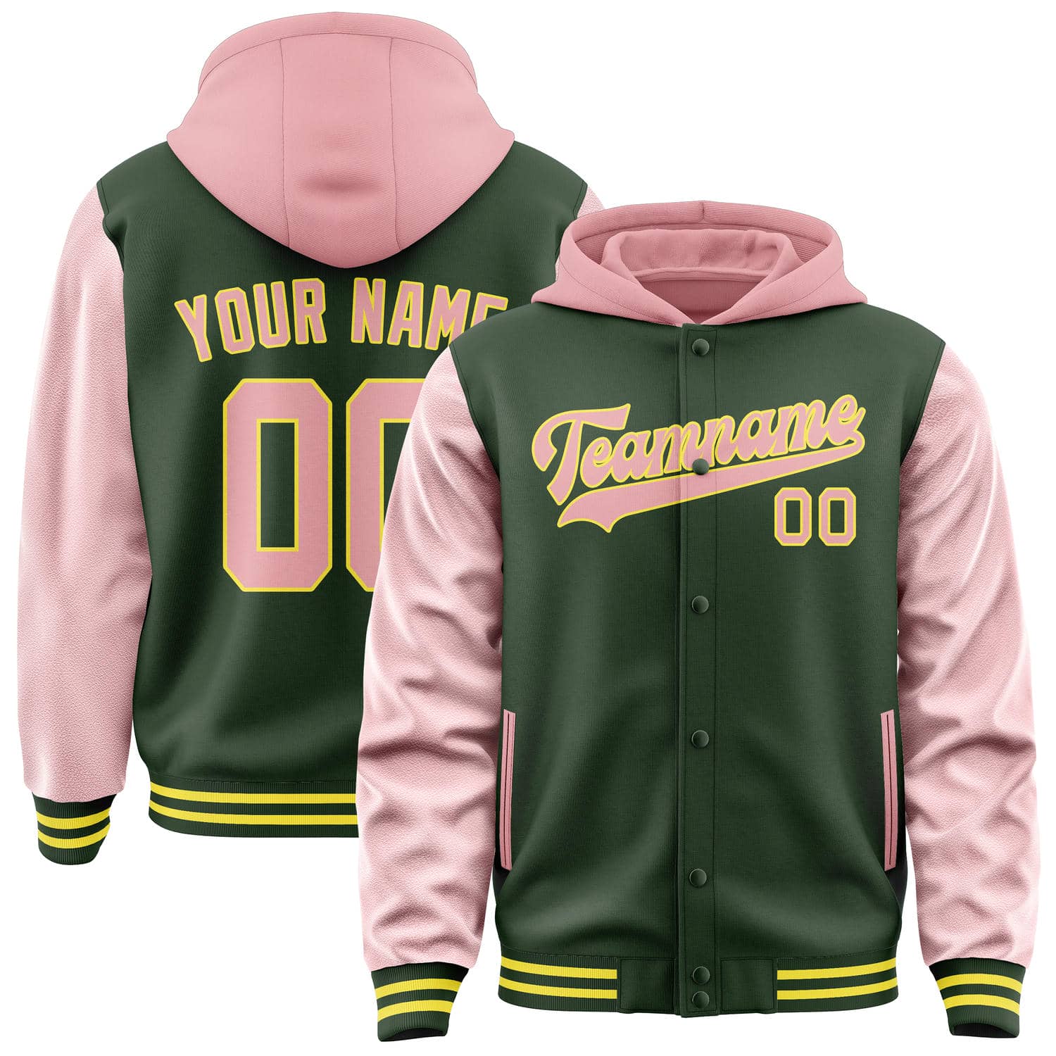 Custom Dark Green Light Pink Jacket