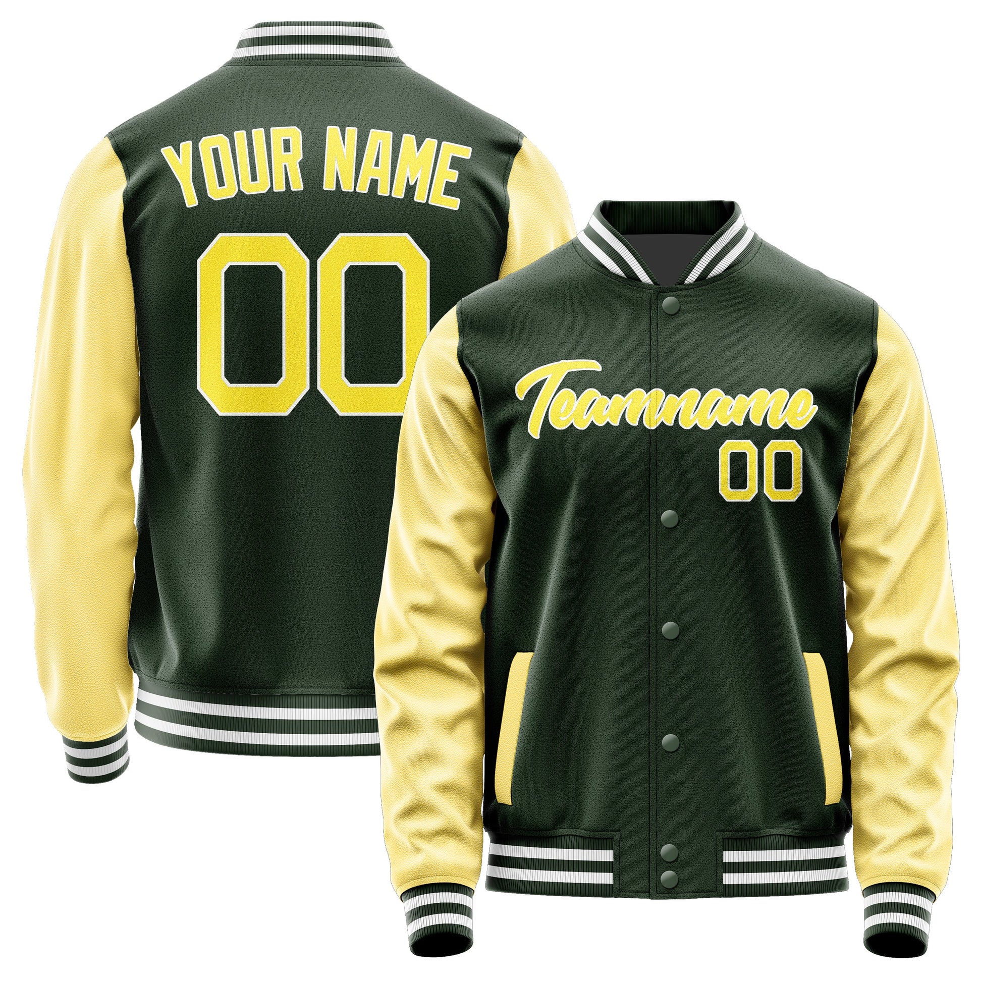 Custom Dark Green Light Yellow Jacket JA0606260618B21826