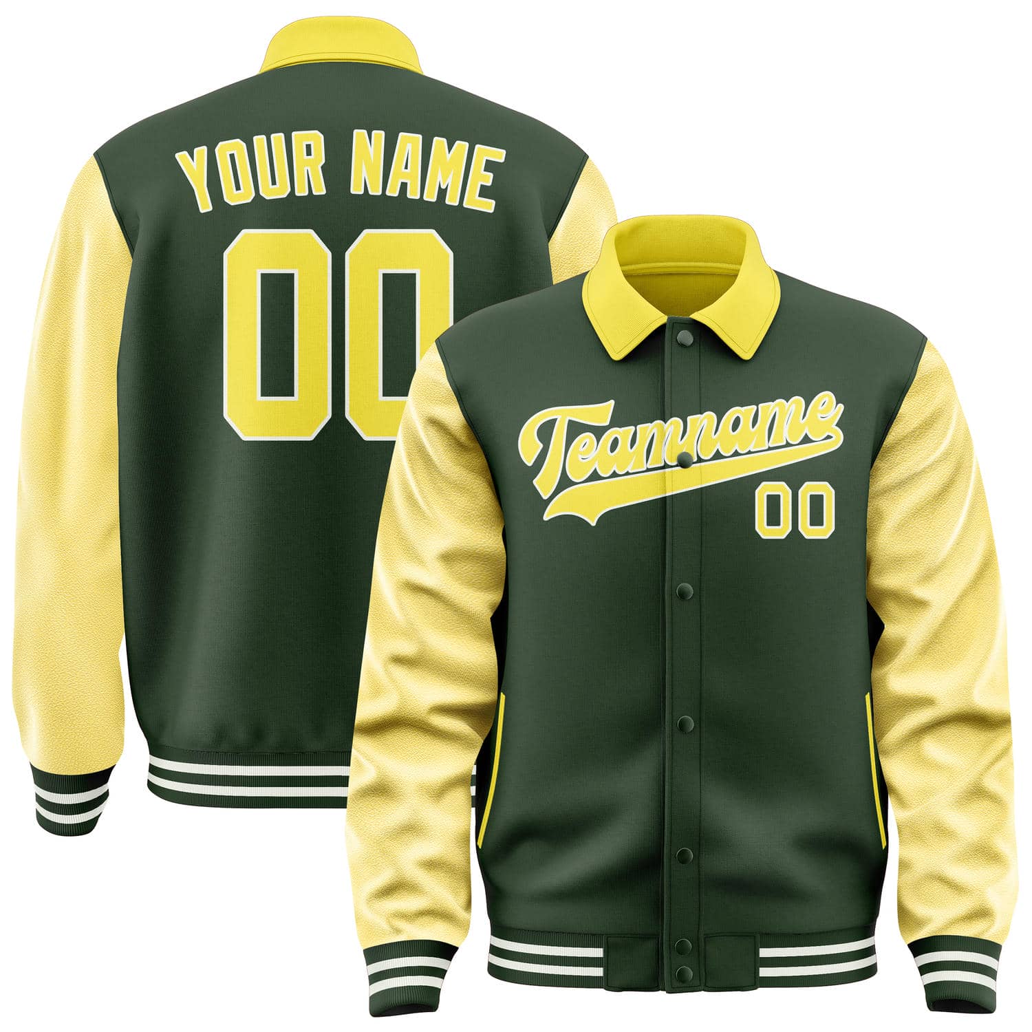 Custom Dark Green Light Yellow Jacket