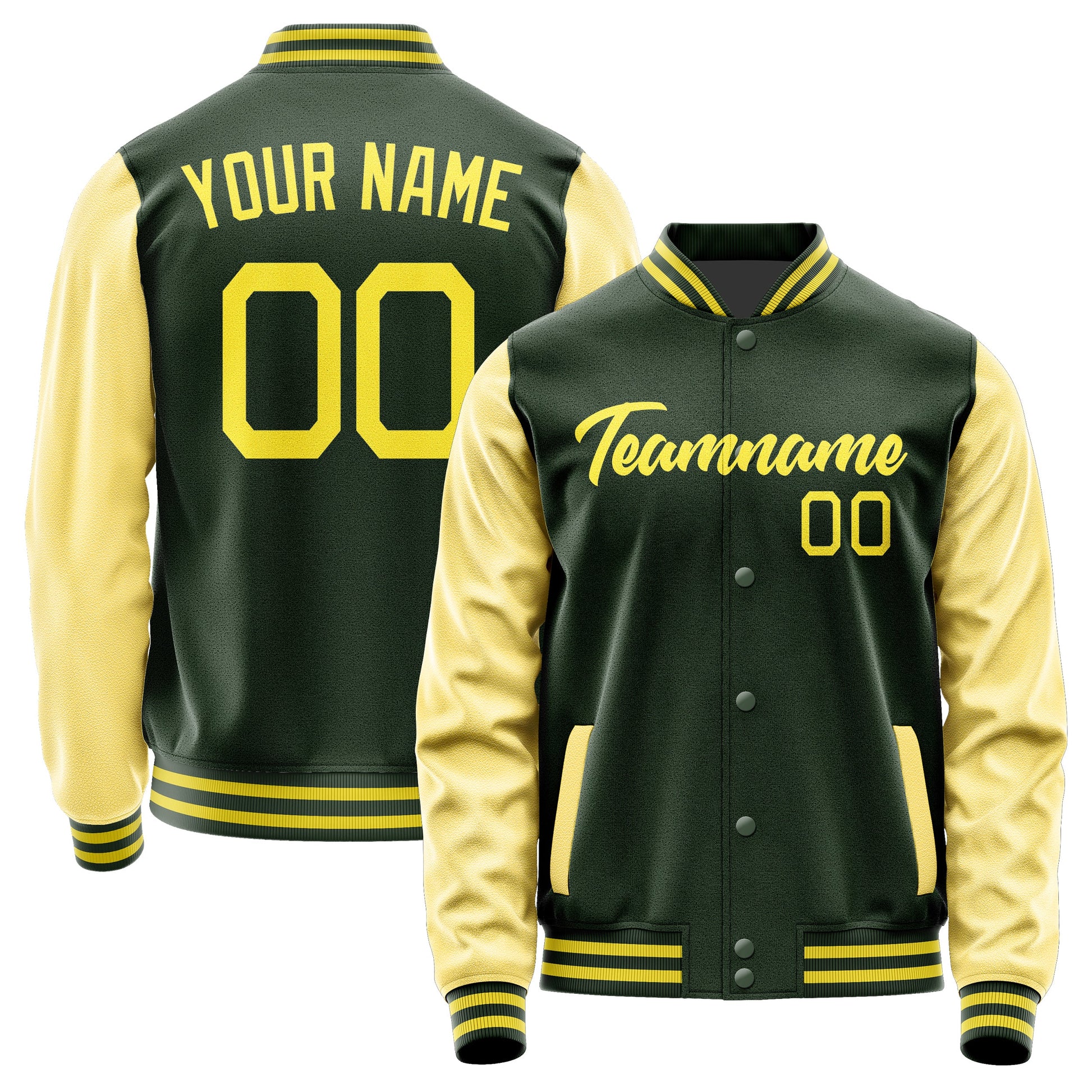 Custom Dark Green Light Yellow Jacket JA0606260626B22626