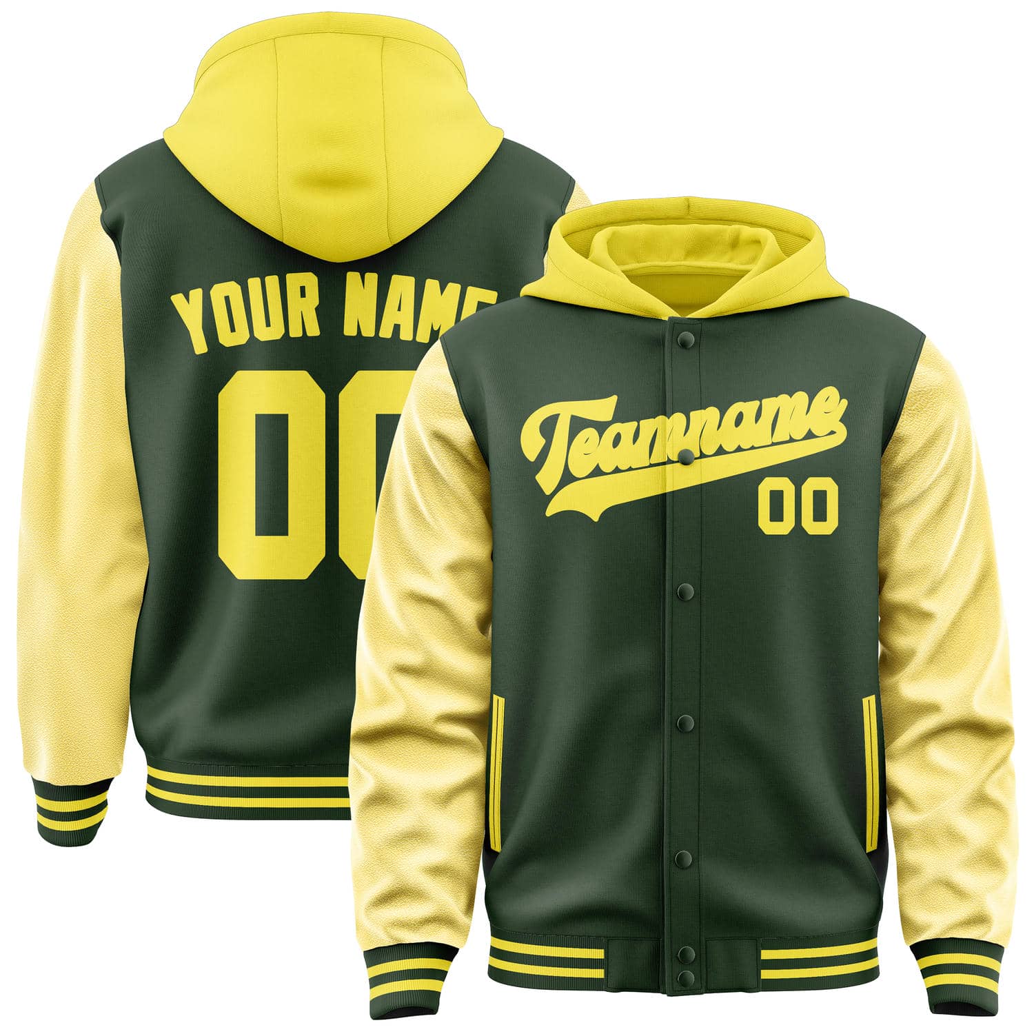 Custom Dark Green Light Yellow Jacket