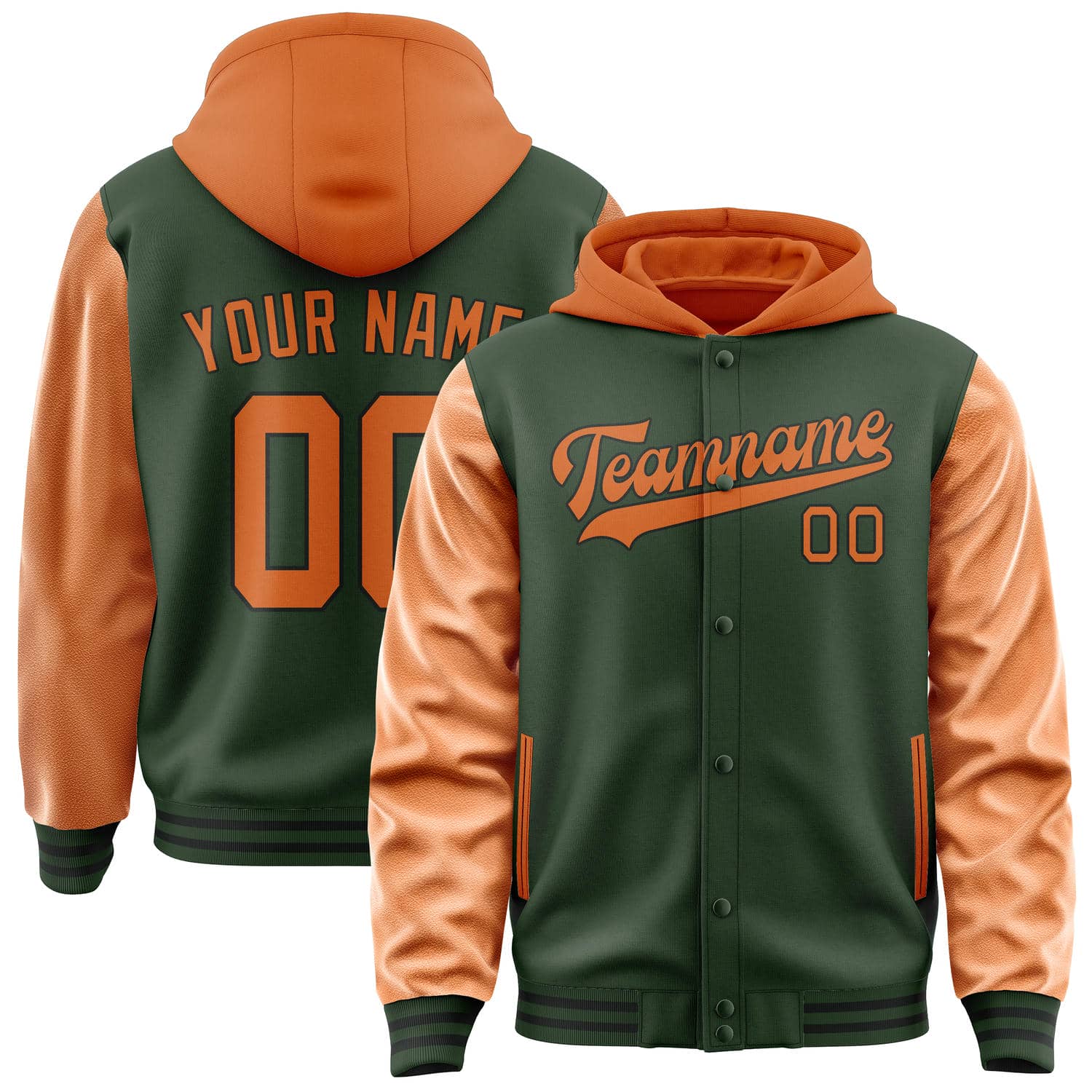 Custom Dark Green Orange Jacket