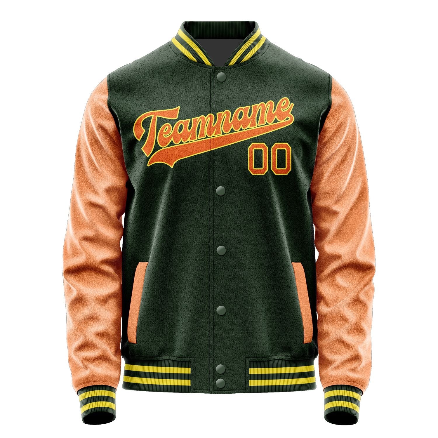 Custom Dark Green Orange Jacket JA0606280626B32628