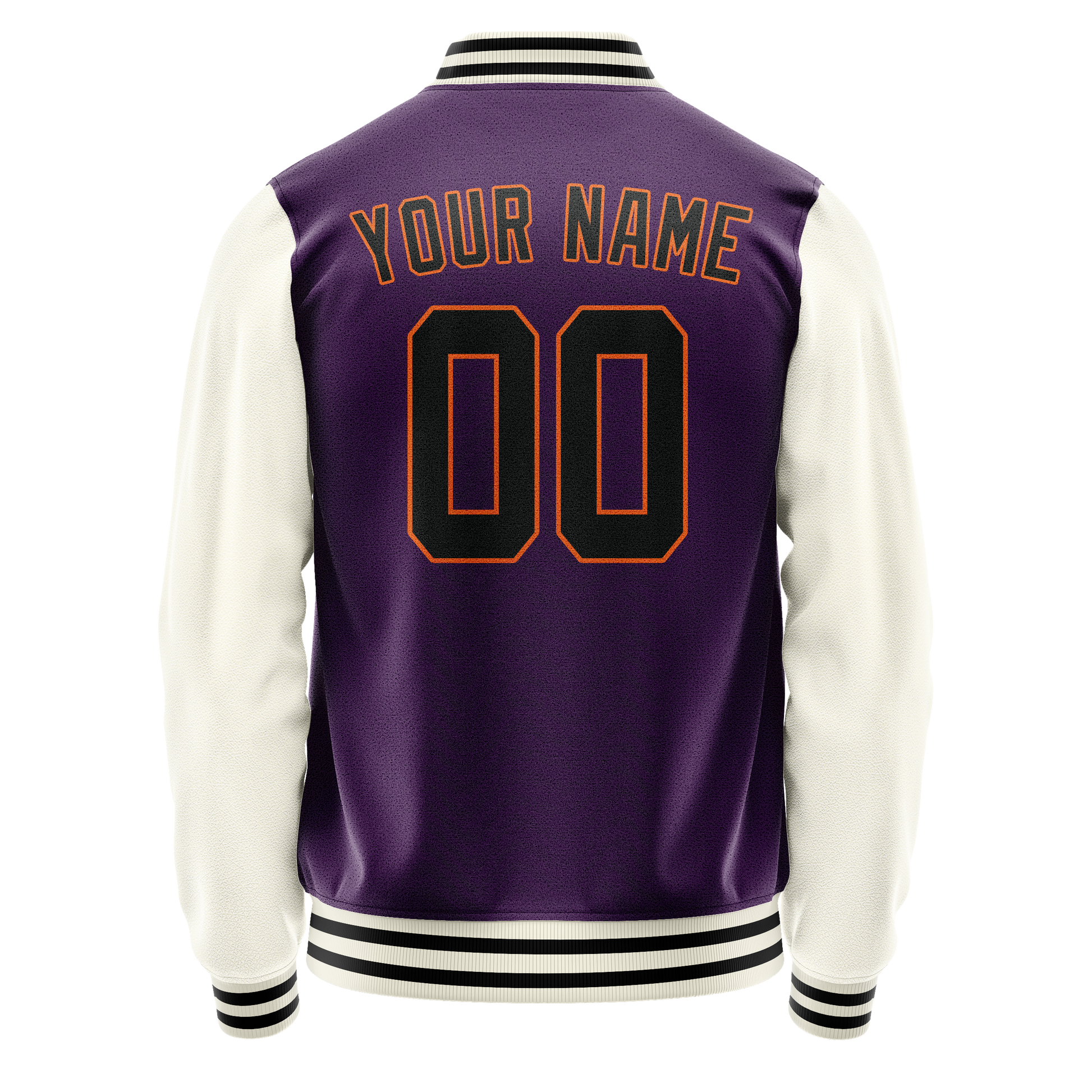 Custom Purple Cream Solid Color Varsity Letterman Jacket JA02240617KZ374