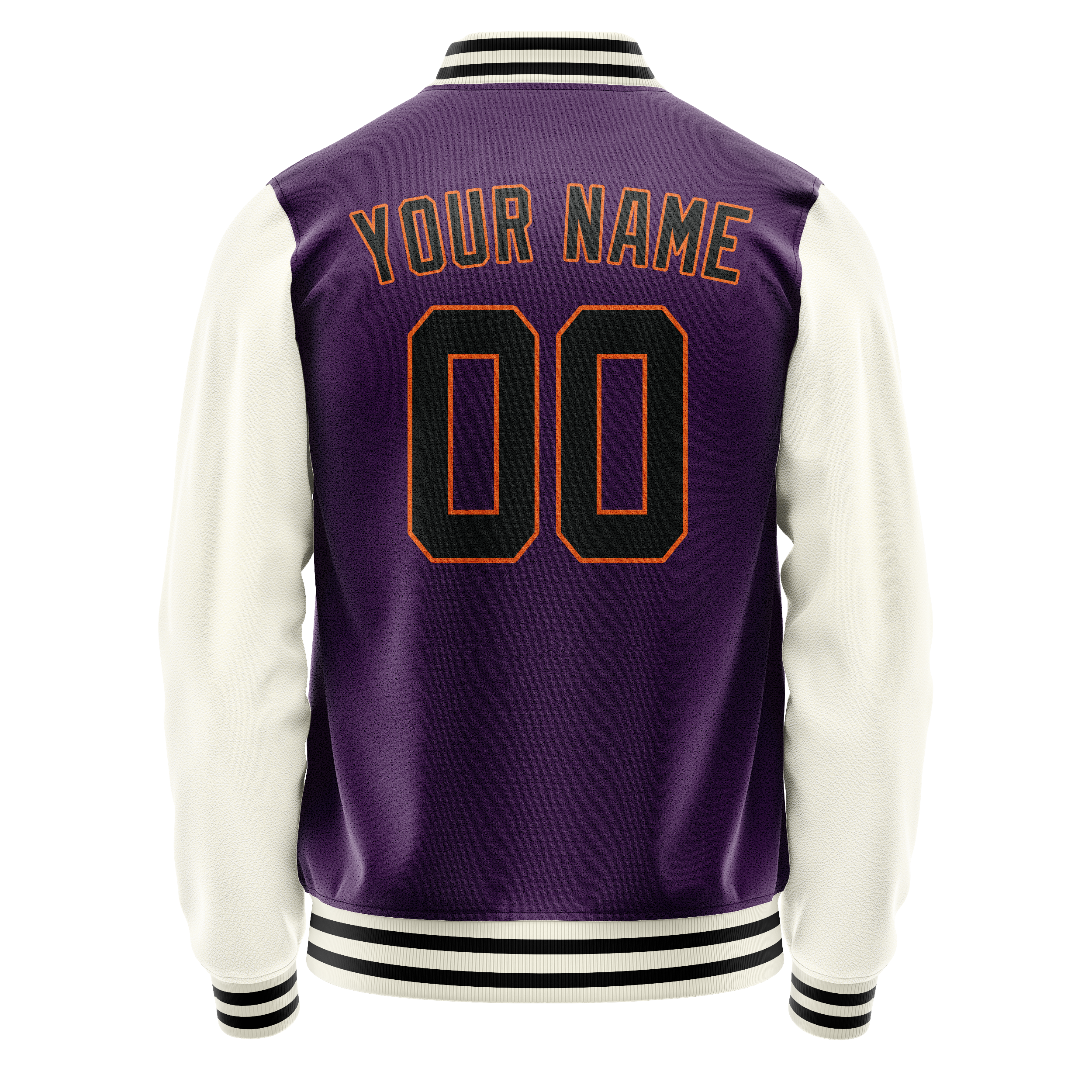Custom Purple Cream Solid Color Varsity Letterman Jacket JA02240617KZ374