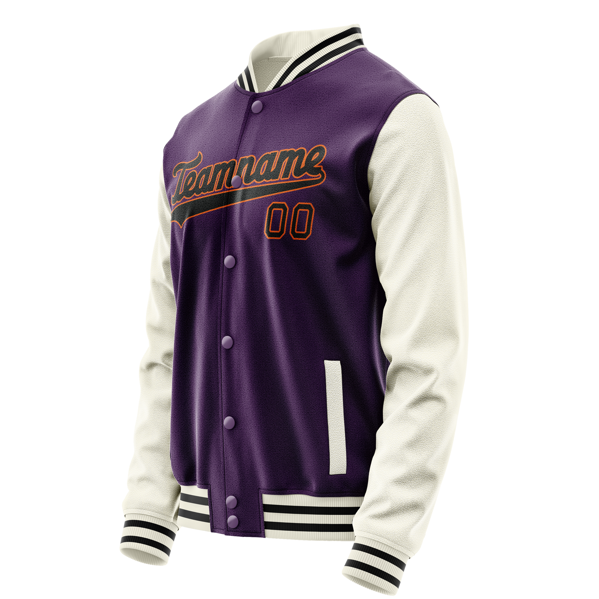 Custom Purple Cream Solid Color Varsity Letterman Jacket JA02240617KZ374