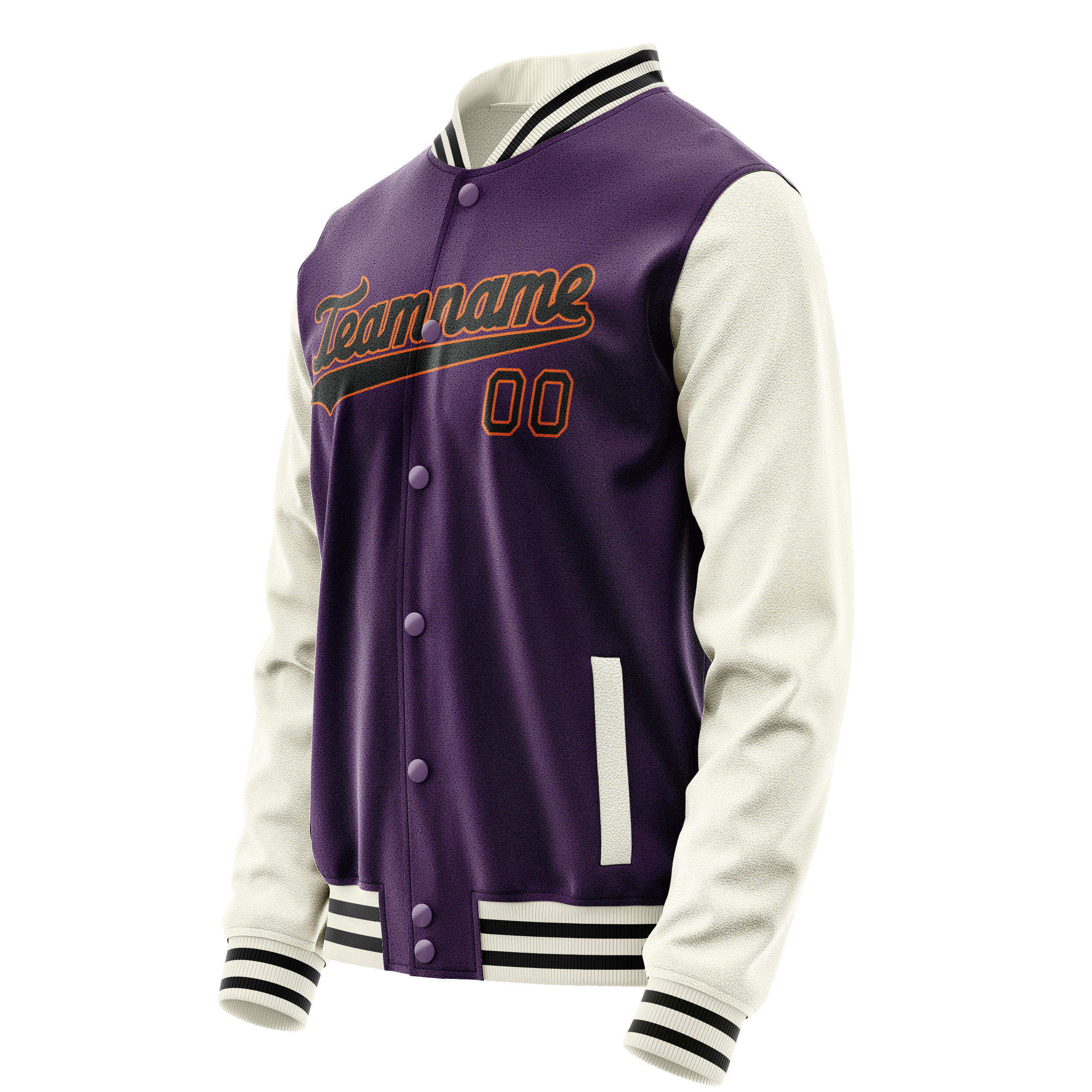 Custom Purple Cream Solid Color Varsity Letterman Jacket JA02240617KZ374
