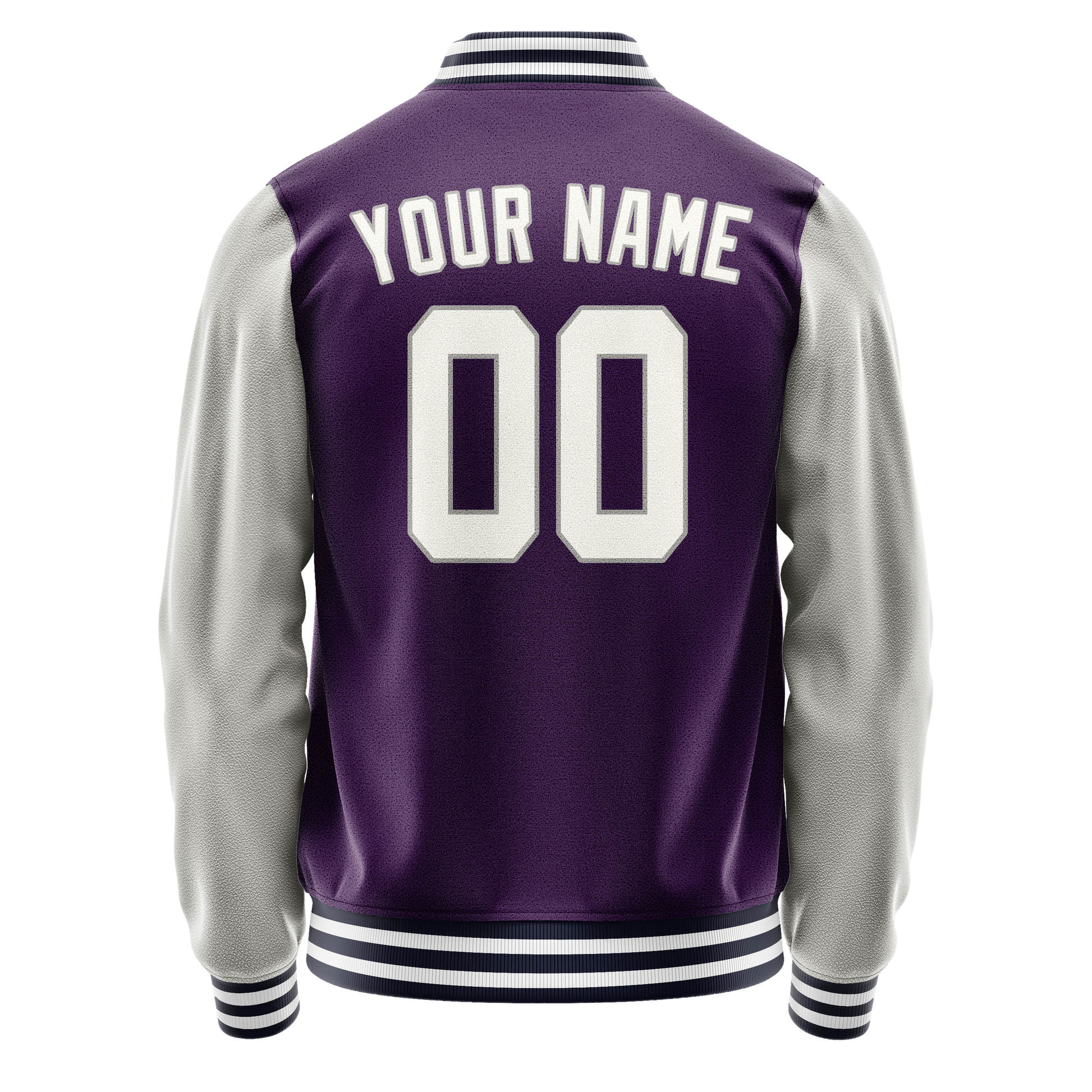 Custom Purple Gray Solid Color Varsity Letterman Jacket JA02240617KZ381