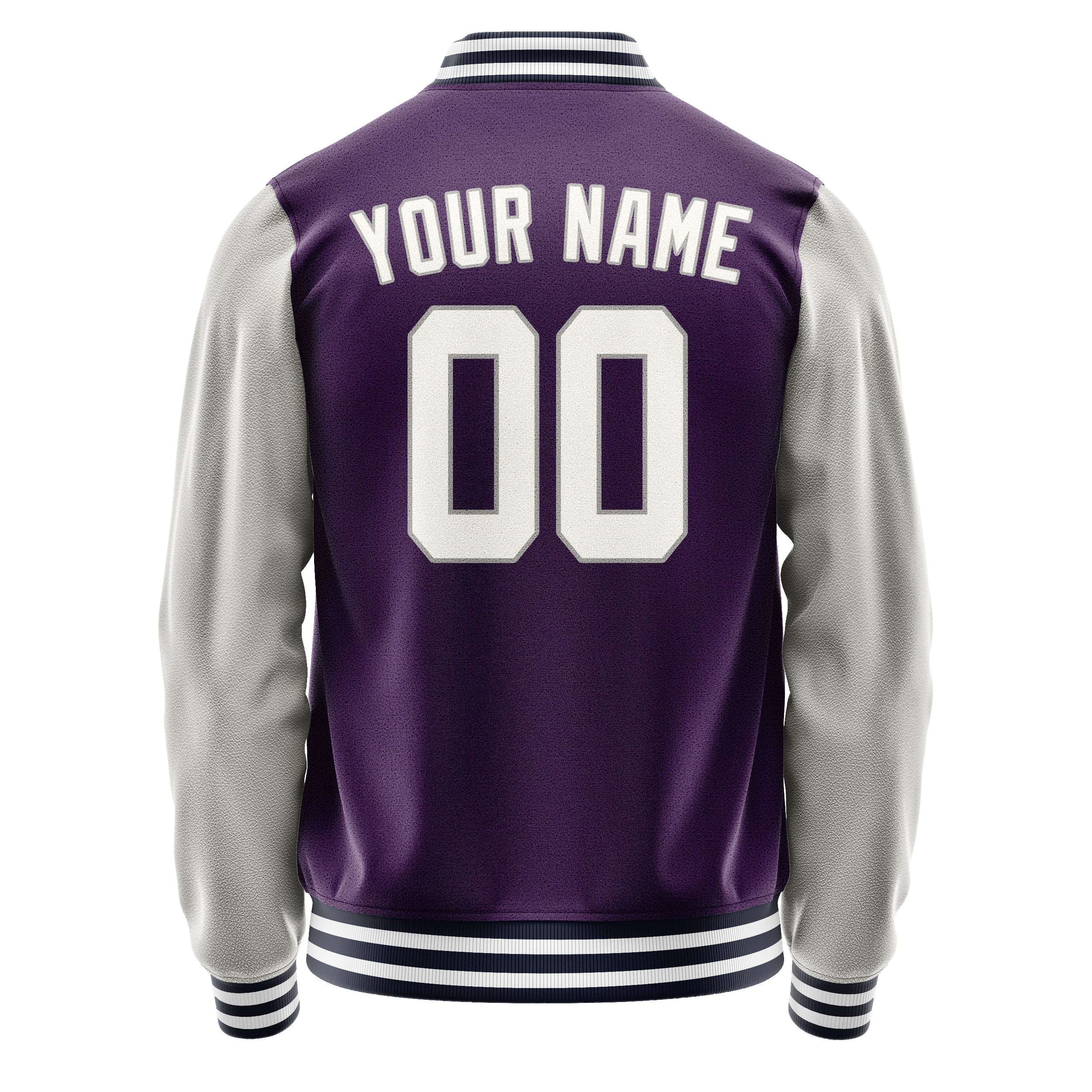 Custom Purple Gray Solid Color Varsity Letterman Jacket JA02240617KZ381