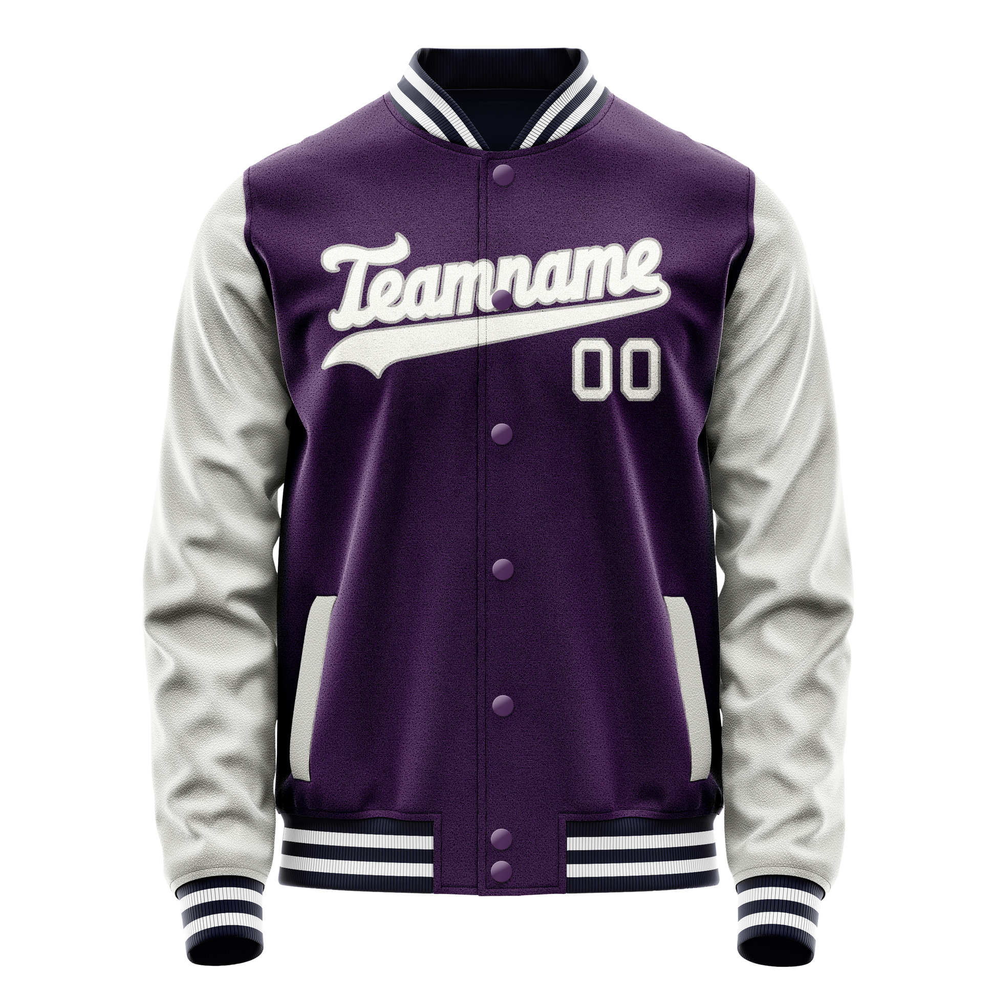 Custom Purple Gray Solid Color Varsity Letterman Jacket JA02240617KZ381