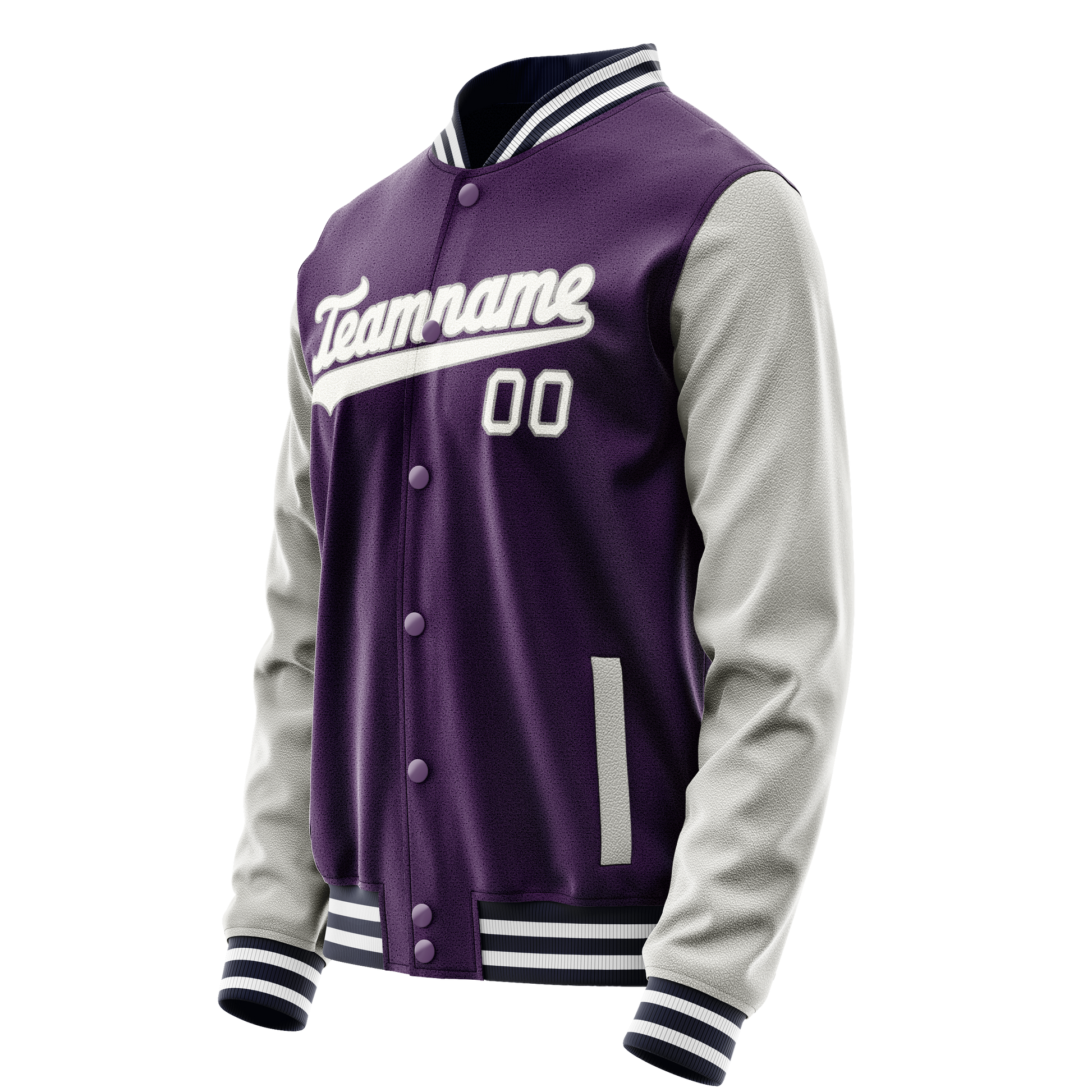 Custom Purple Gray Solid Color Varsity Letterman Jacket JA02240617KZ381