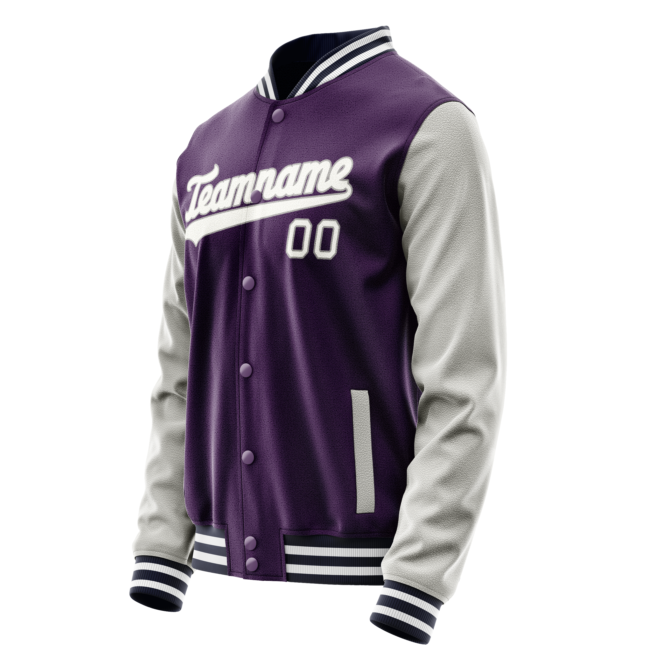 Custom Purple Gray Solid Color Varsity Letterman Jacket JA02240617KZ381
