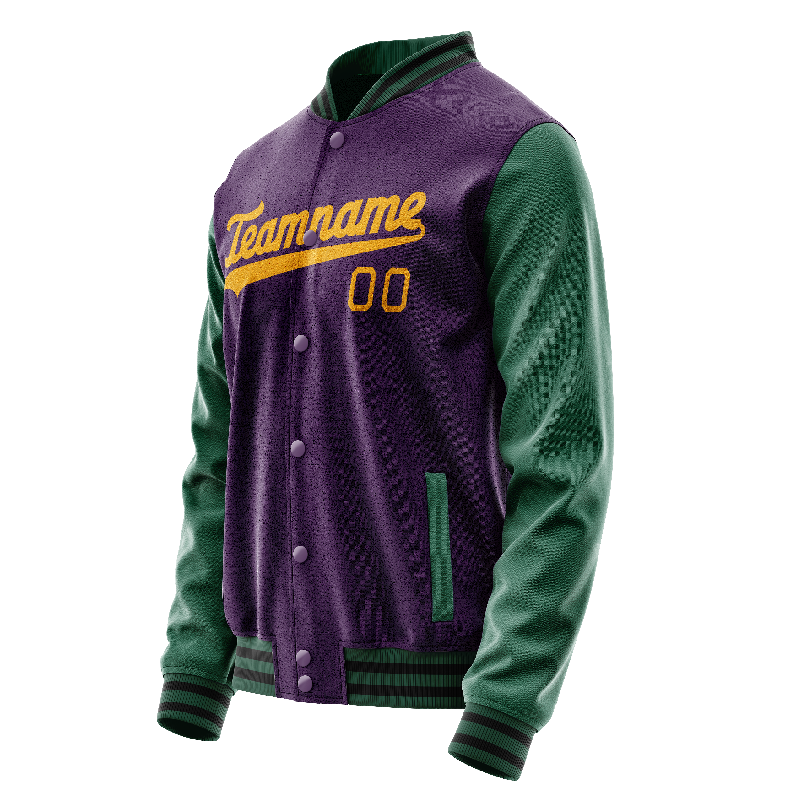 Custom Purple Kelly-Green Solid Color Varsity Letterman Jacket JA02240617KZ356