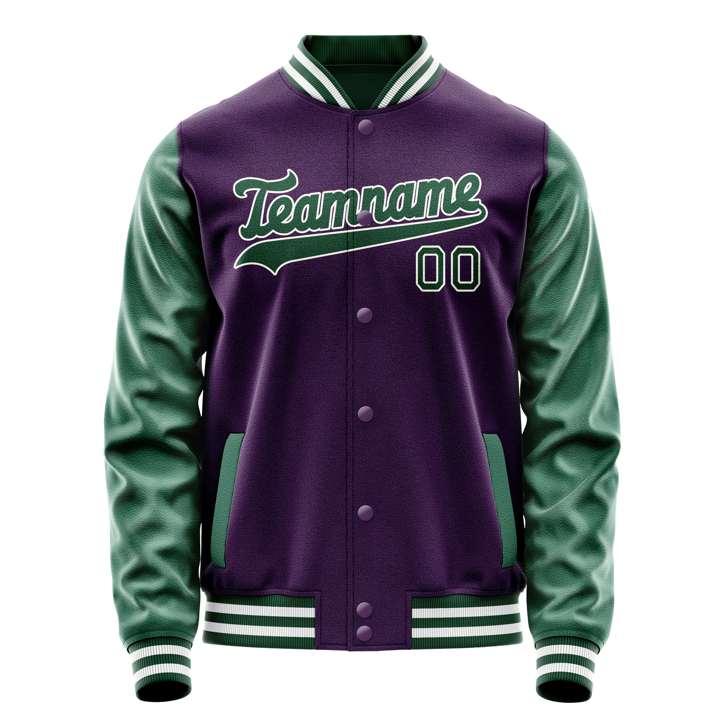 Custom Purple Kelly-Green Solid Color Varsity Letterman Jacket JA02240617KZ379