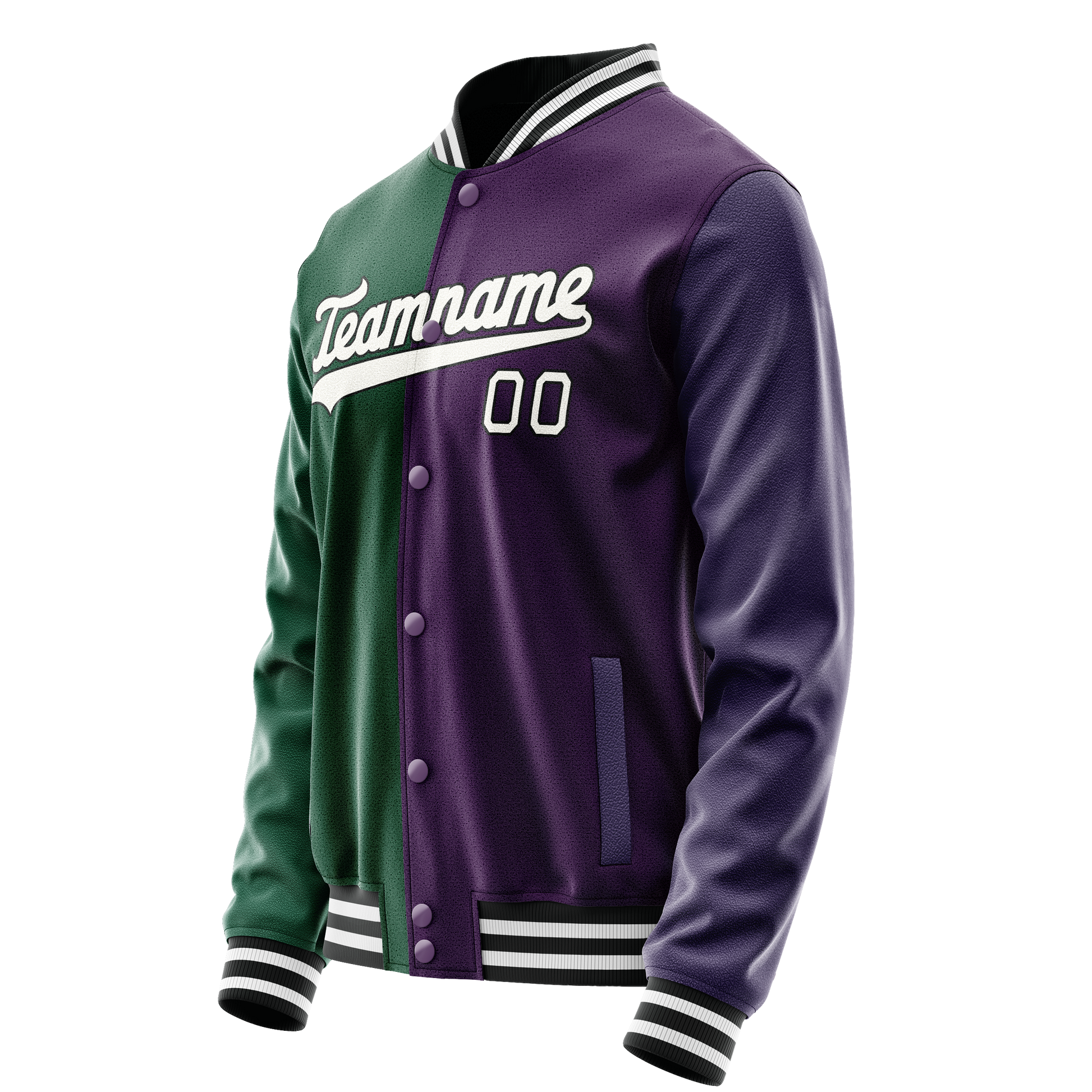Custom Purple Kelly-Green Split Varsity Letterman Jacket JA02240617KZ358