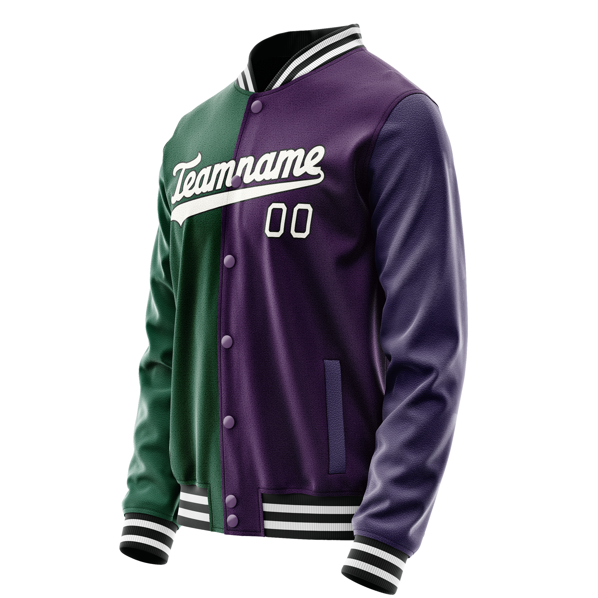 Custom Purple Kelly-Green Split Varsity Letterman Jacket JA02240617KZ358
