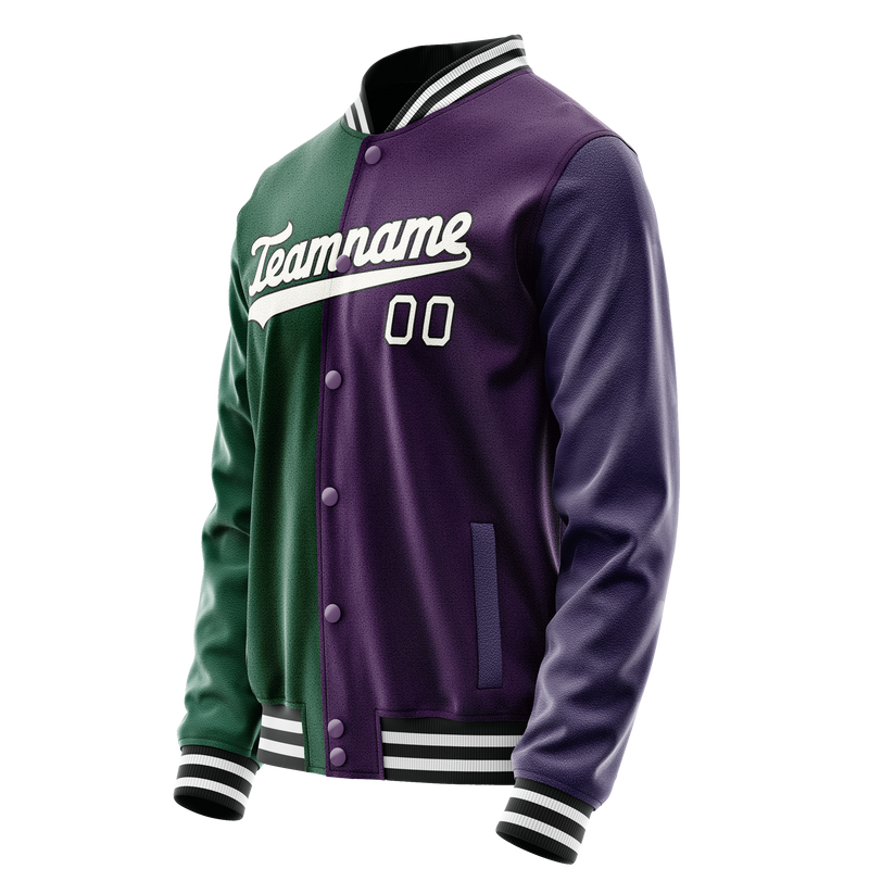 Custom Purple Kelly-Green Split Varsity Letterman Jacket JA02240617KZ358