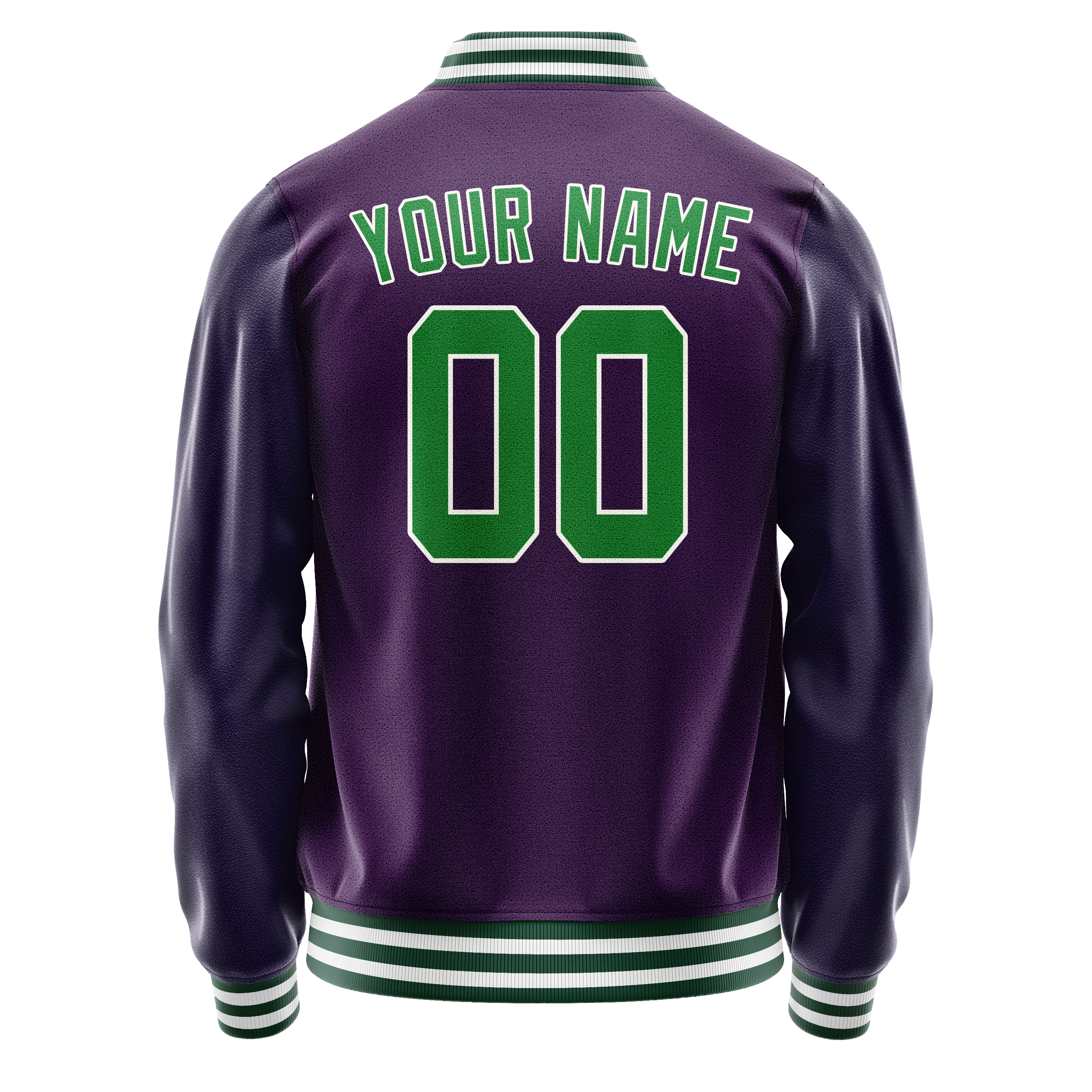 Custom Purple Neon-Green Solid Color Varsity Letterman Jacket JA02240617KZ357