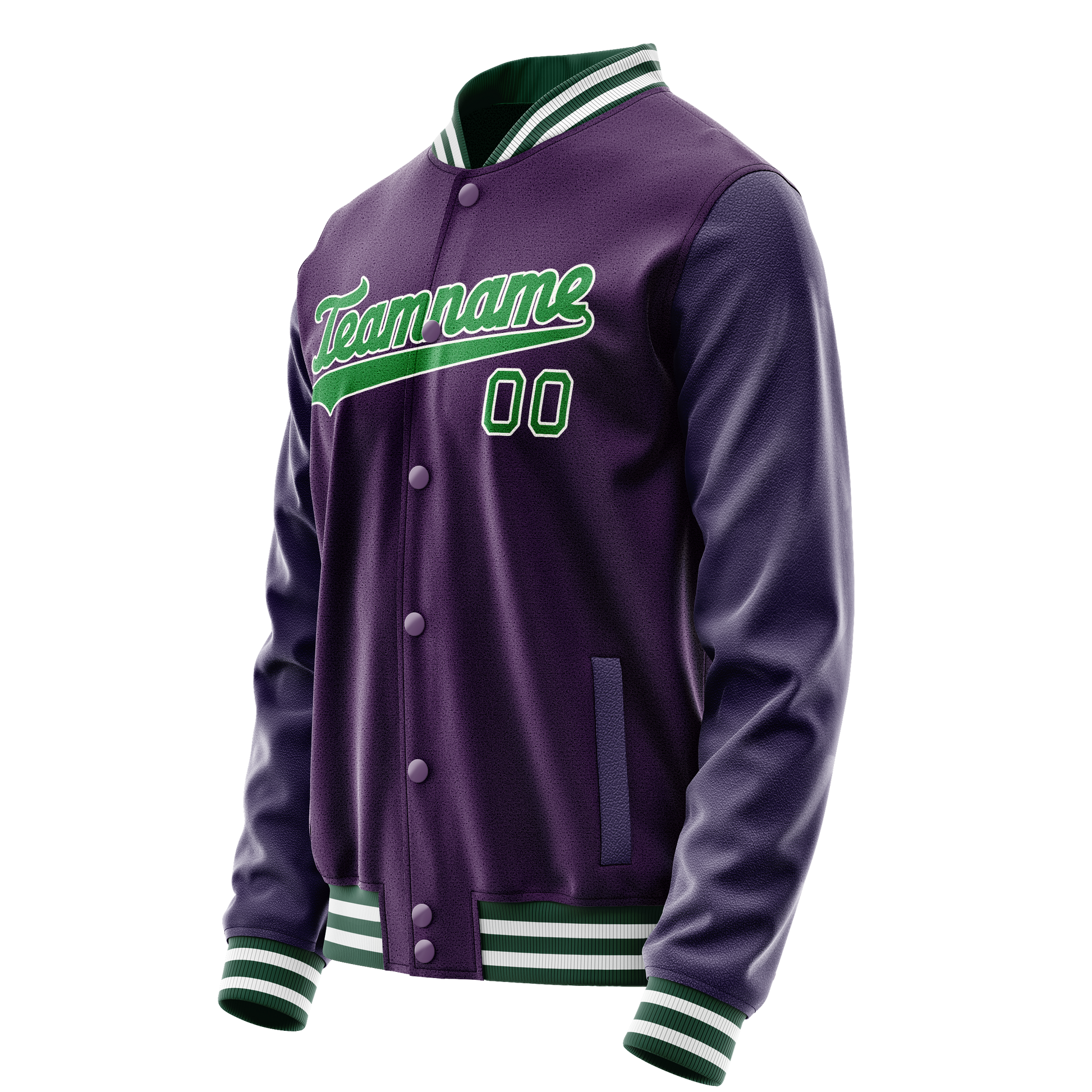 Custom Purple Neon-Green Solid Color Varsity Letterman Jacket JA02240617KZ357