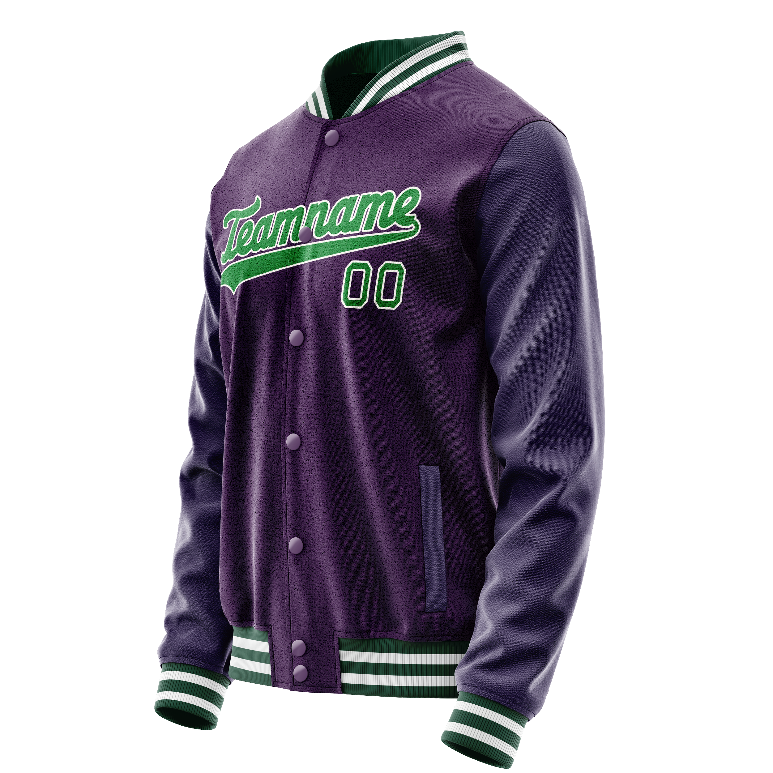 Custom Purple Neon-Green Solid Color Varsity Letterman Jacket JA02240617KZ357