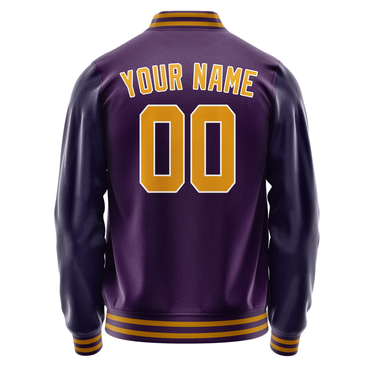 Custom Purple Gold Solid Color Varsity Letterman Jacket JA02240617KZ383